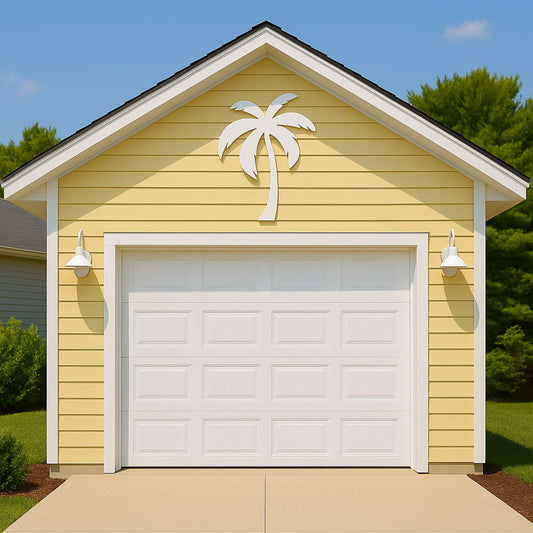 Palm Tree Gable Sign, Large PVC Coastal House Decor, Tropical Outdoor Wall Art for Beach or Garage, Weatherproof Porch Accent