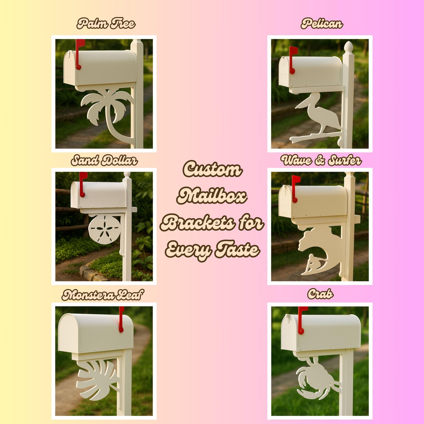 Anchor Mailbox Bracket, Nautical PVC Beach Mailbox Decor, Weatherproof Coastal House Sign, Outdoor Marine Mailbox Gift for Da