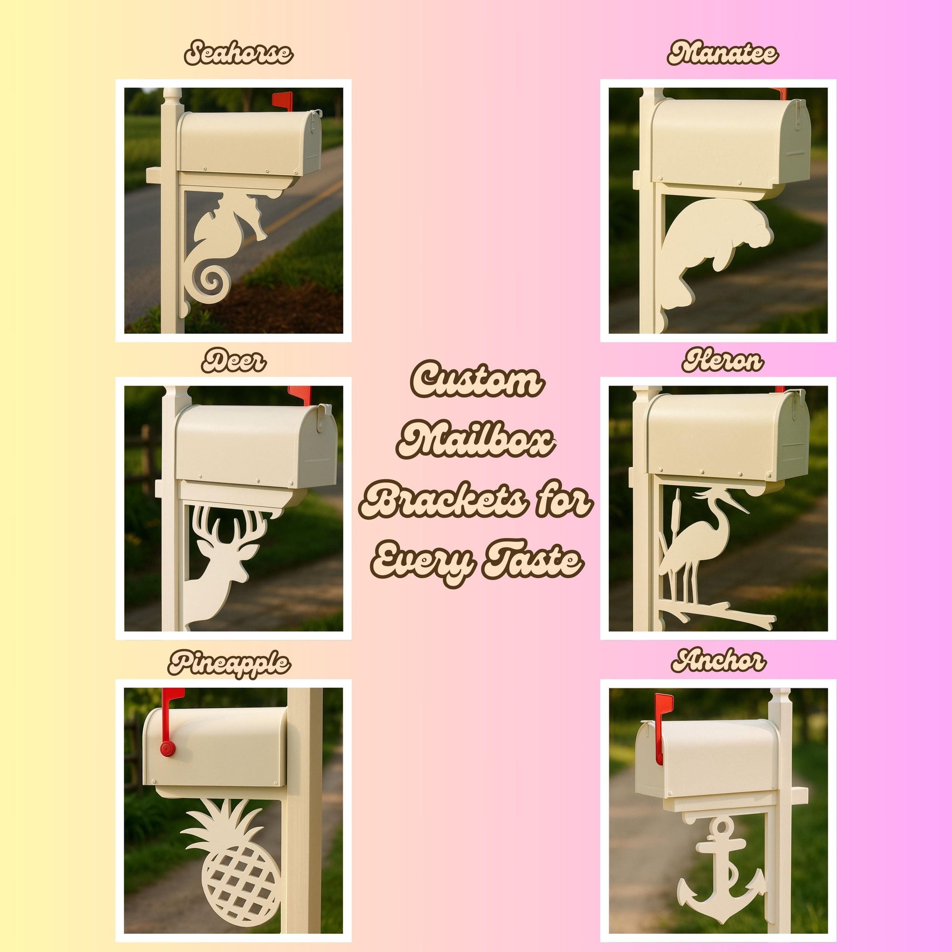PVC Mailbox Bracket, Decorative Mailbox Mount for Yard, Weatherproof Outdoor Curb Appeal Decor