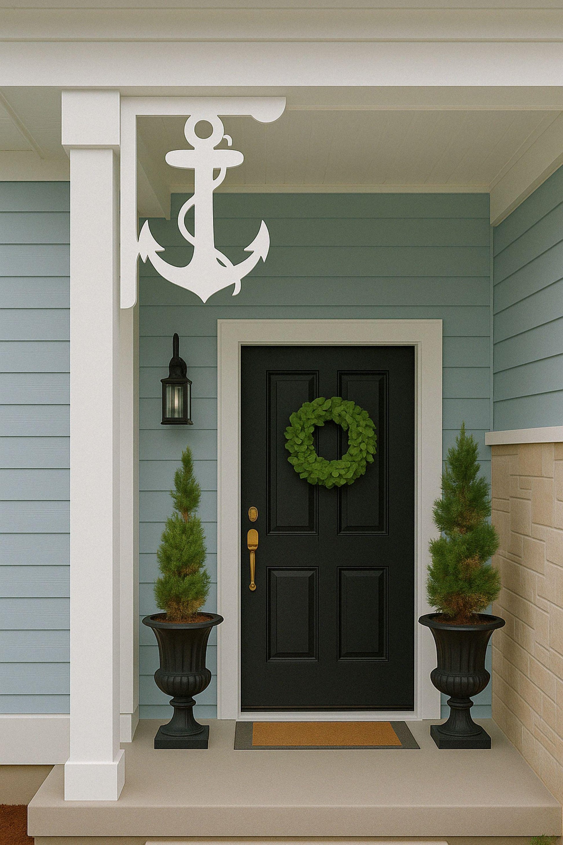 Anchor Mailbox Bracket, Coastal Mailbox Decor, Nautical Outdoor PVC Yard Art, Beach House Mailbox Post Accent