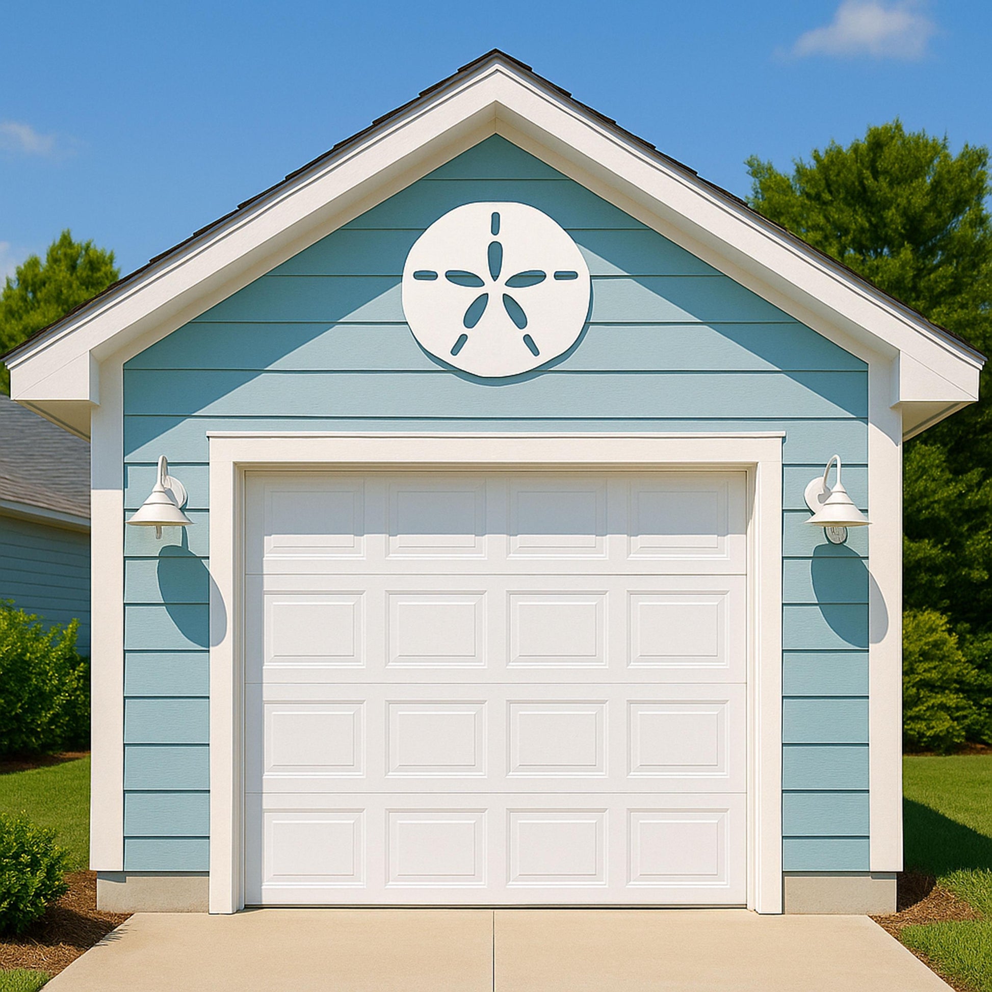 Sand Dollar Wall Art, Coastal Wall Decor for Beach House, White PVC Outdoor Nautical Sign, Weatherproof Porch & Gable Accent