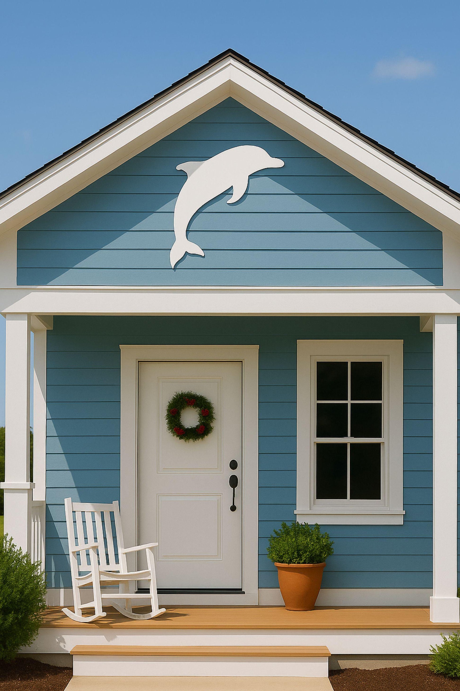 Dolphin Wall Decor, Coastal Beach House Sign, Outdoor PVC Nautical Art, Waterproof Porch Accent, Sea Life Gift for Him or Dad