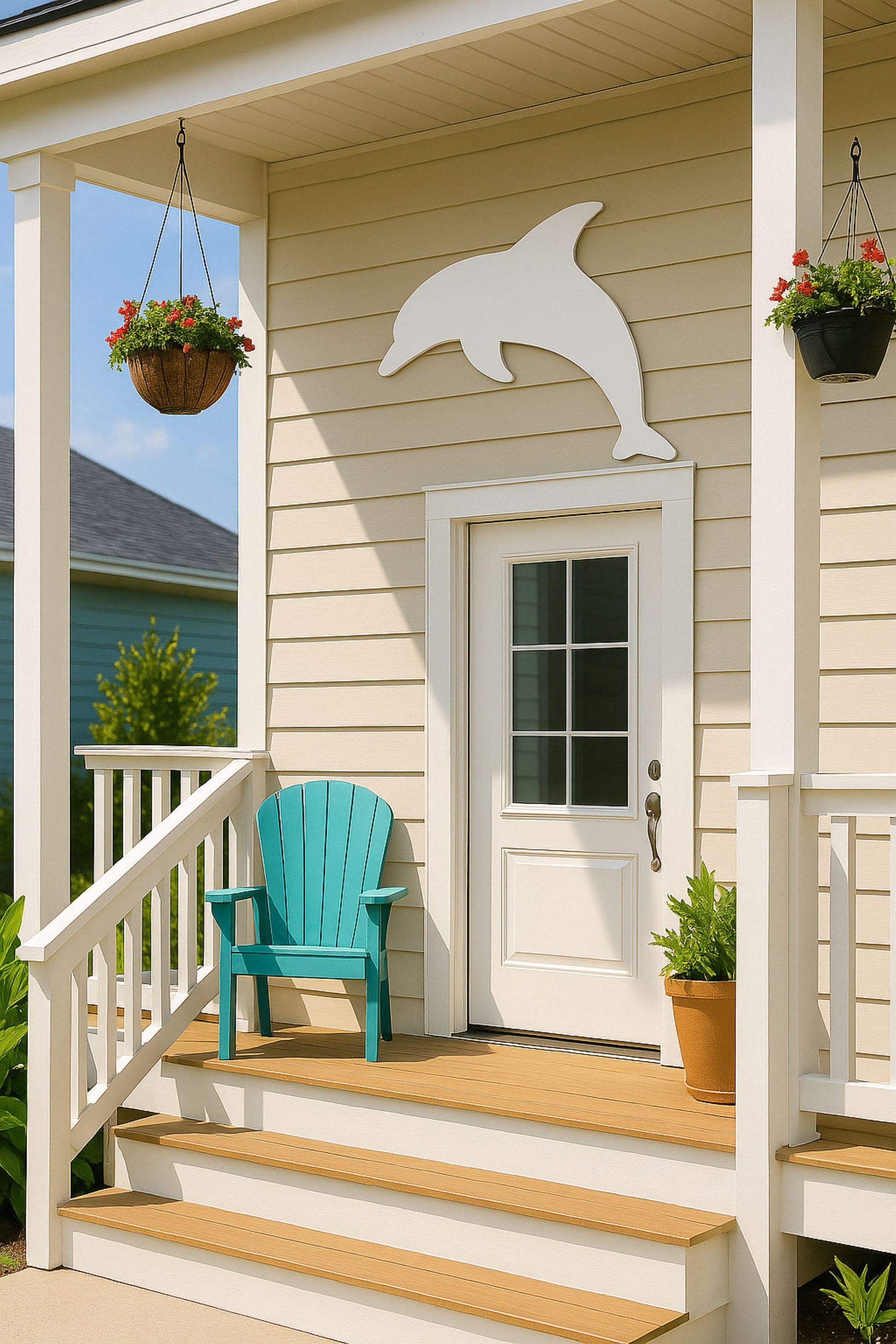 Dolphin Wall Sign for Porch or Garage, Coastal PVC Outdoor Decor, Waterproof Nautical Beach Accent, Sea Life Gift