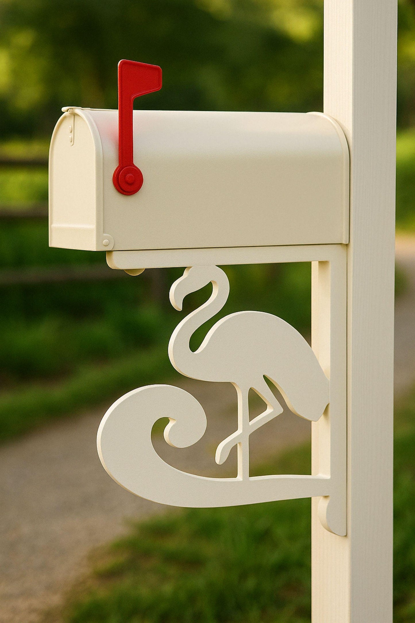 Flamingo Mailbox Bracket, Weatherproof PVC Mailbox Accent, Coastal Outdoor Mailbox Decor, Flamingo Post Mount, Tropical Mailb