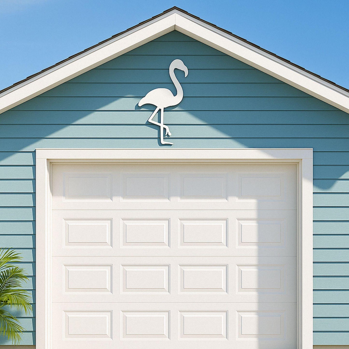 Large Flamingo Wall Art, Coastal Outdoor PVC Sign for Porch or Gable, Waterproof Tropical Beach House Decor, Pink Bird Yard A