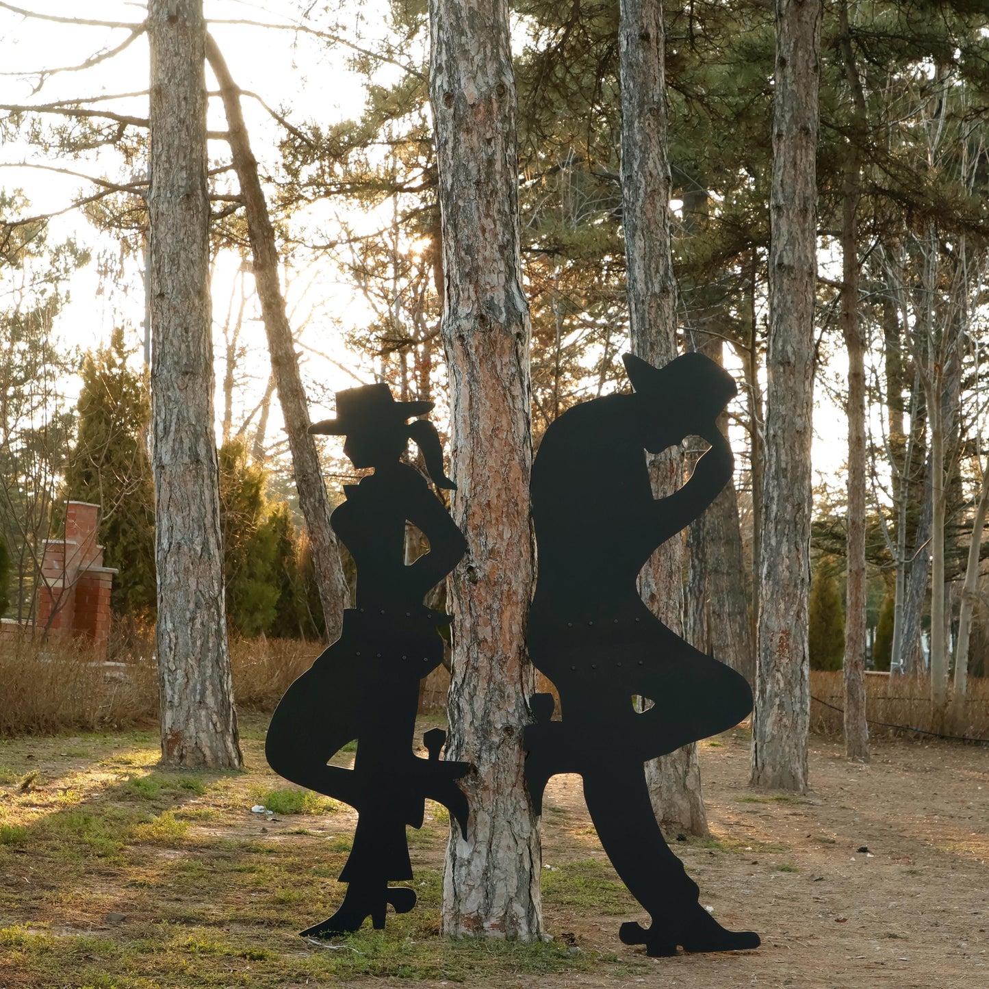 Giant Cowboy & Cowgirl Yard Display, 5 Ft All-Weather Western PVC Outdoor Decor, Ranch Silhouettes for Garden or Fence, Country Yard Art