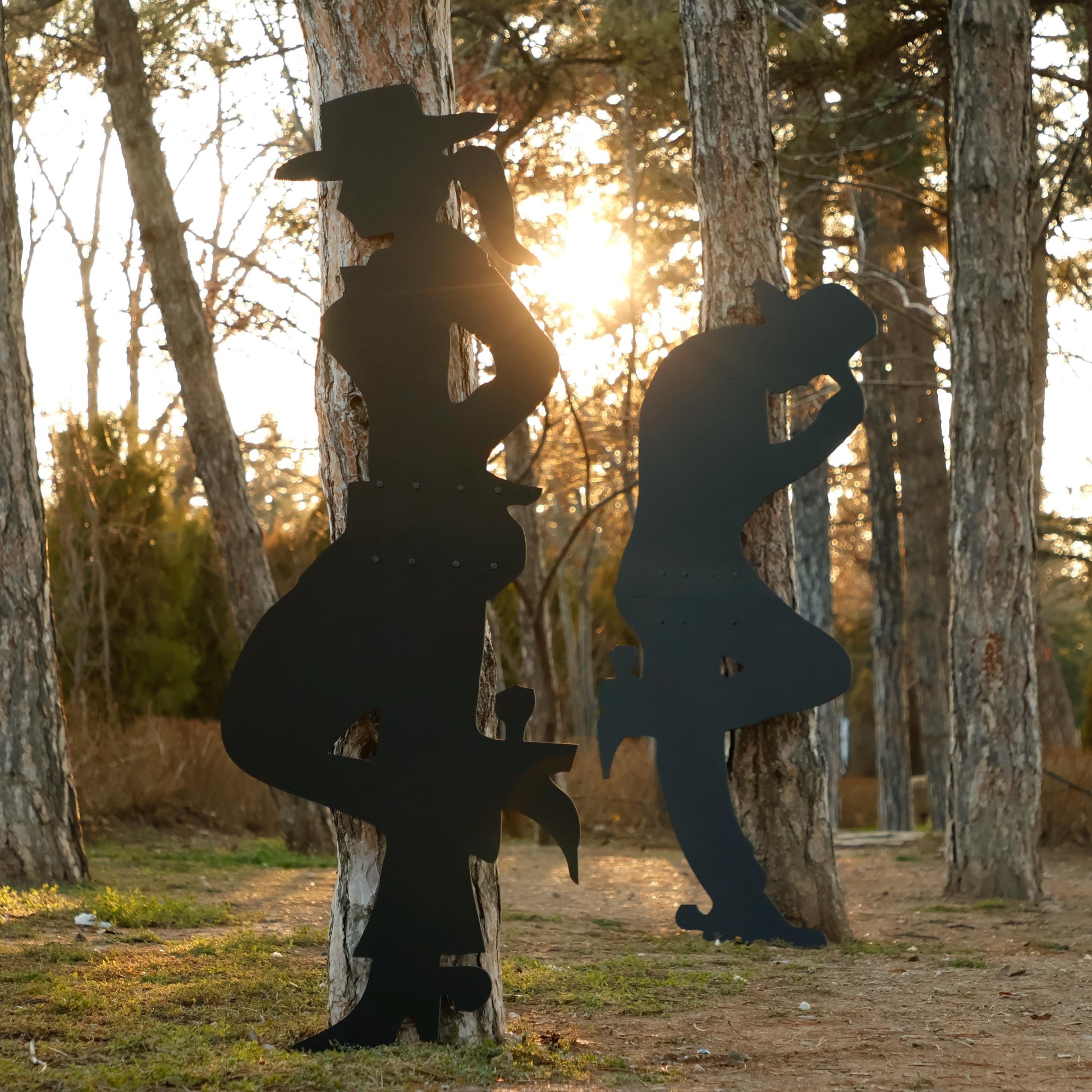 Giant Cowboy & Cowgirl Yard Display, 5 Ft All-Weather Western PVC Outdoor Decor, Ranch Silhouettes for Garden or Fence, Country Yard Art