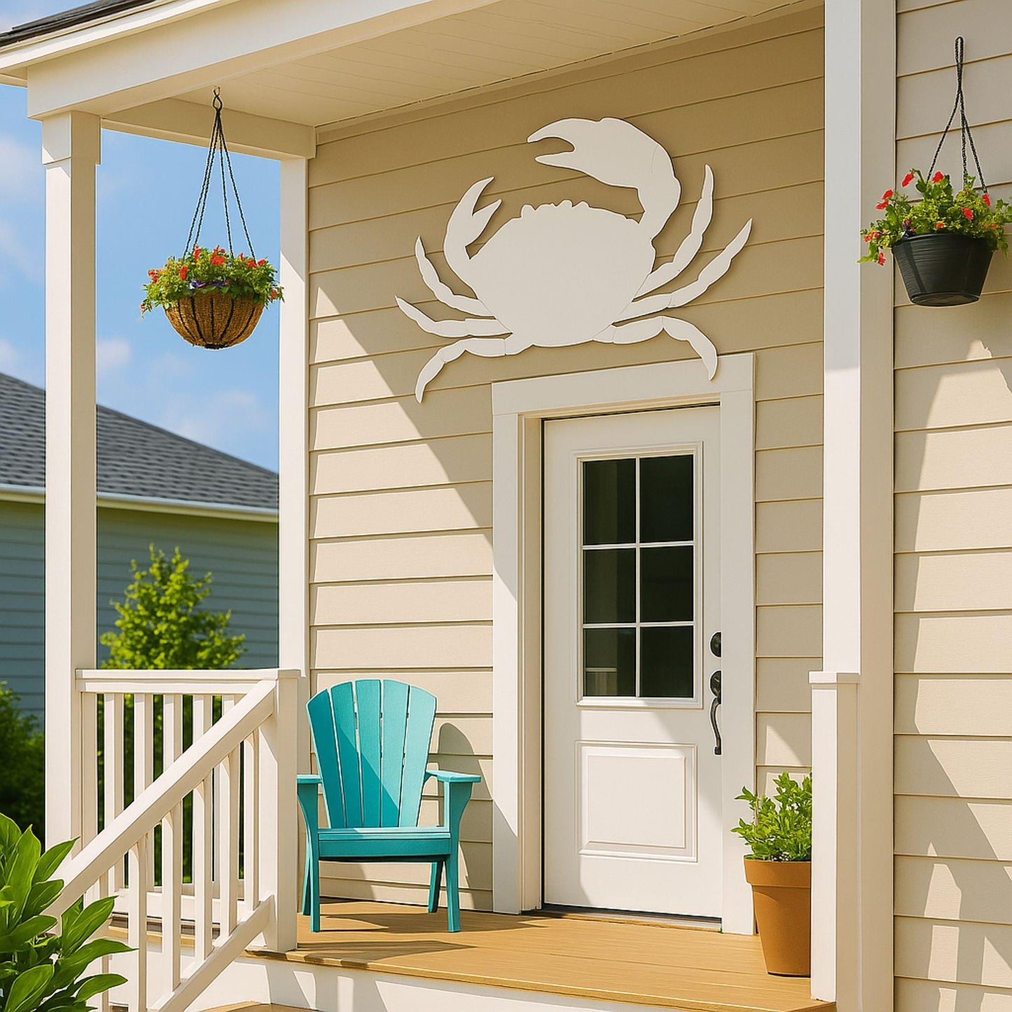Large Crab Wall Decor, Coastal PVC Outdoor Sign, Nautical Beach Art for Gable, Siding or Porch Decoration