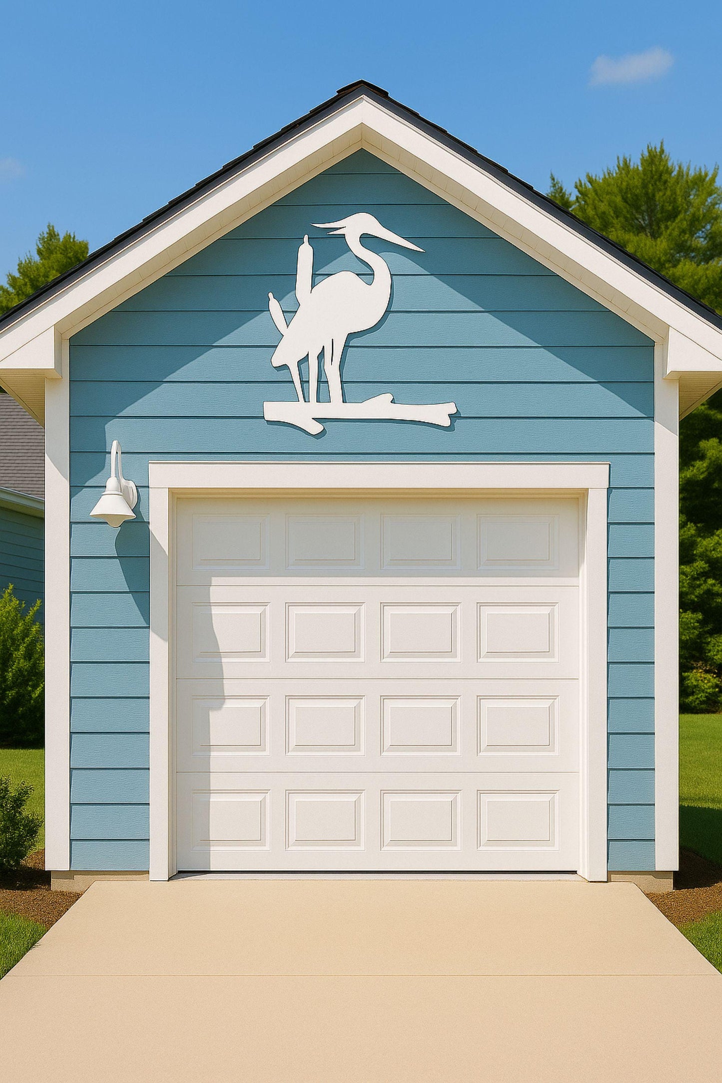 Large Heron Wall Sign, PVC Coastal Bird Decor for Porch or Gable, Waterproof Beach House Accent, Outdoor Nautical Wall Art