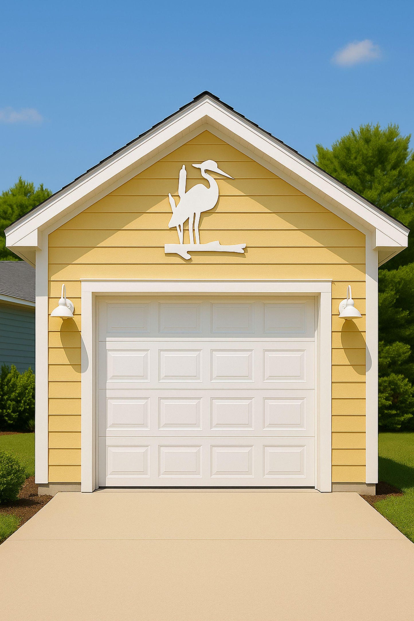 Large Heron Wall Sign, PVC Coastal Bird Decor for Porch or Gable, Waterproof Beach House Accent, Outdoor Nautical Wall Art