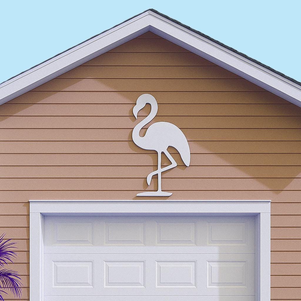 Coastal Flamingo Wall Decor, Outdoor PVC Flamingo Sign for Beach House, Tropical Pink Bird Porch or Gable Accent, Waterproof 
