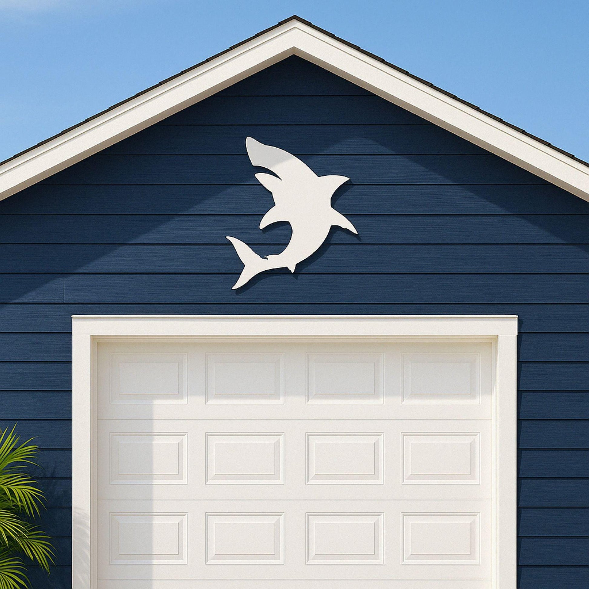 Large Shark Wall Sign, PVC Coastal Ocean Decor for Porch or Gable, Waterproof Beach House Accent, Outdoor Nautical Wall Art