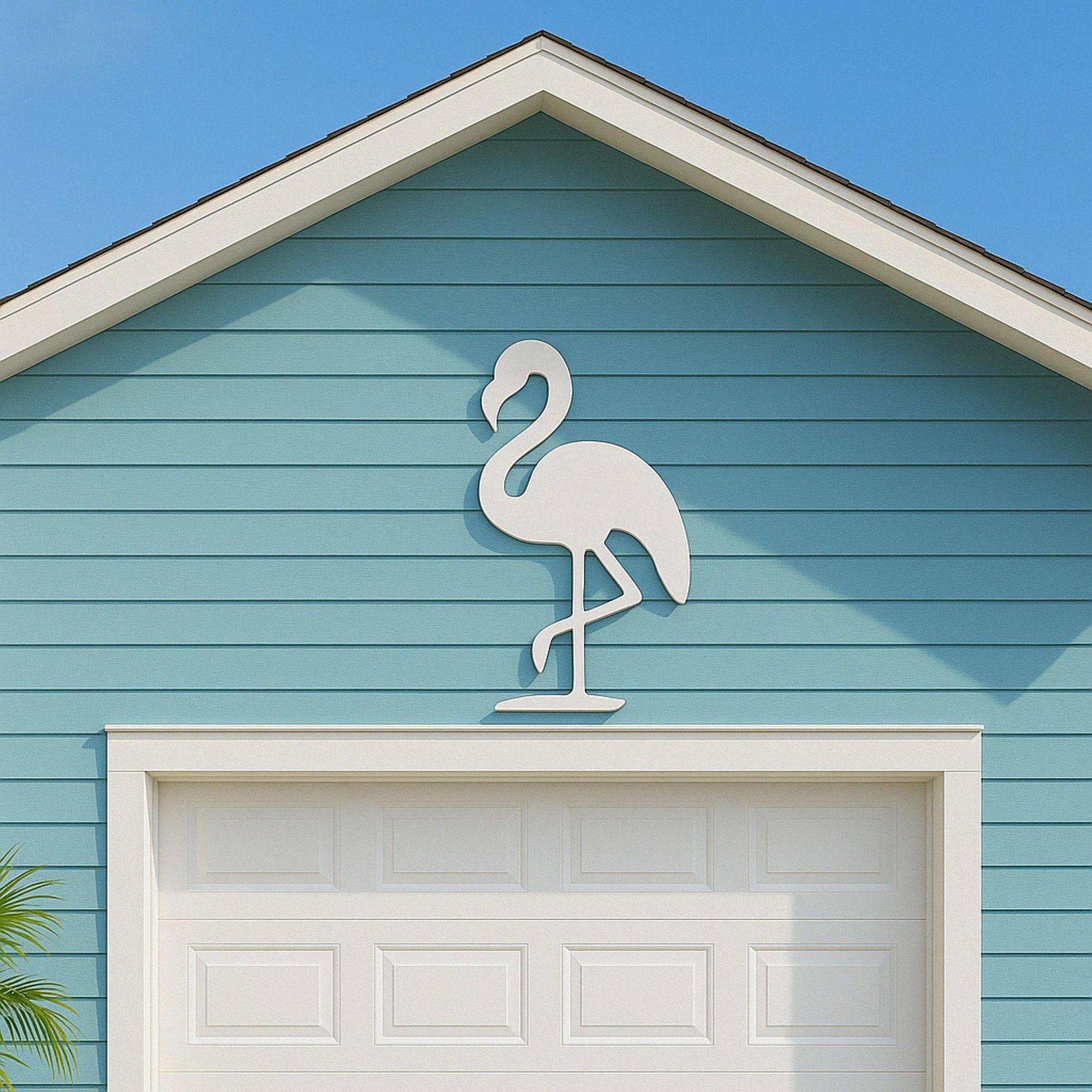 Large Flamingo Wall Art, Coastal Outdoor PVC Sign for Porch or Gable, Waterproof Tropical Beach House Decor, Pink Bird Yard A