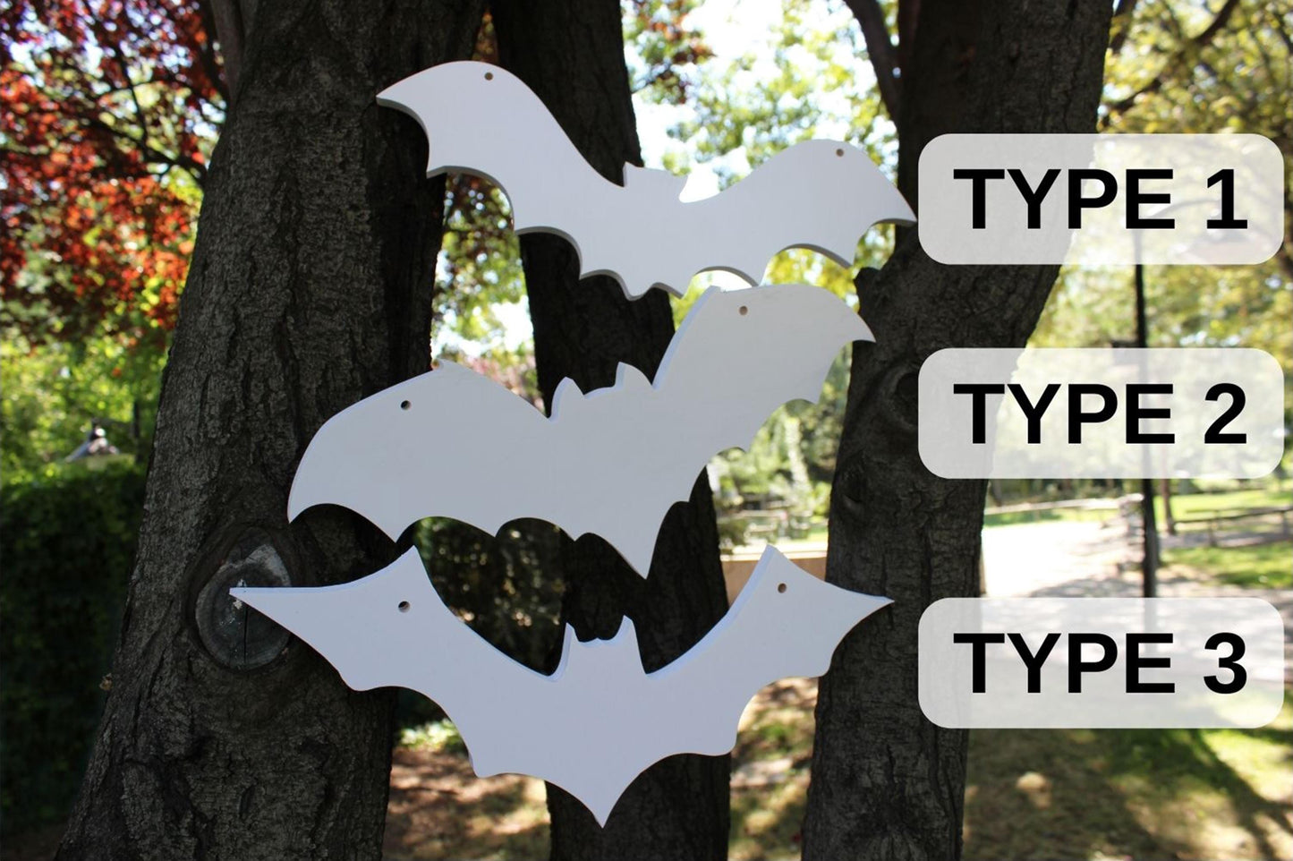 Set of 6 Black Hanging Bats, Halloween PVC Yard Decor, Outdoor Haunted Tree Props, Spooky Lawn Decoration