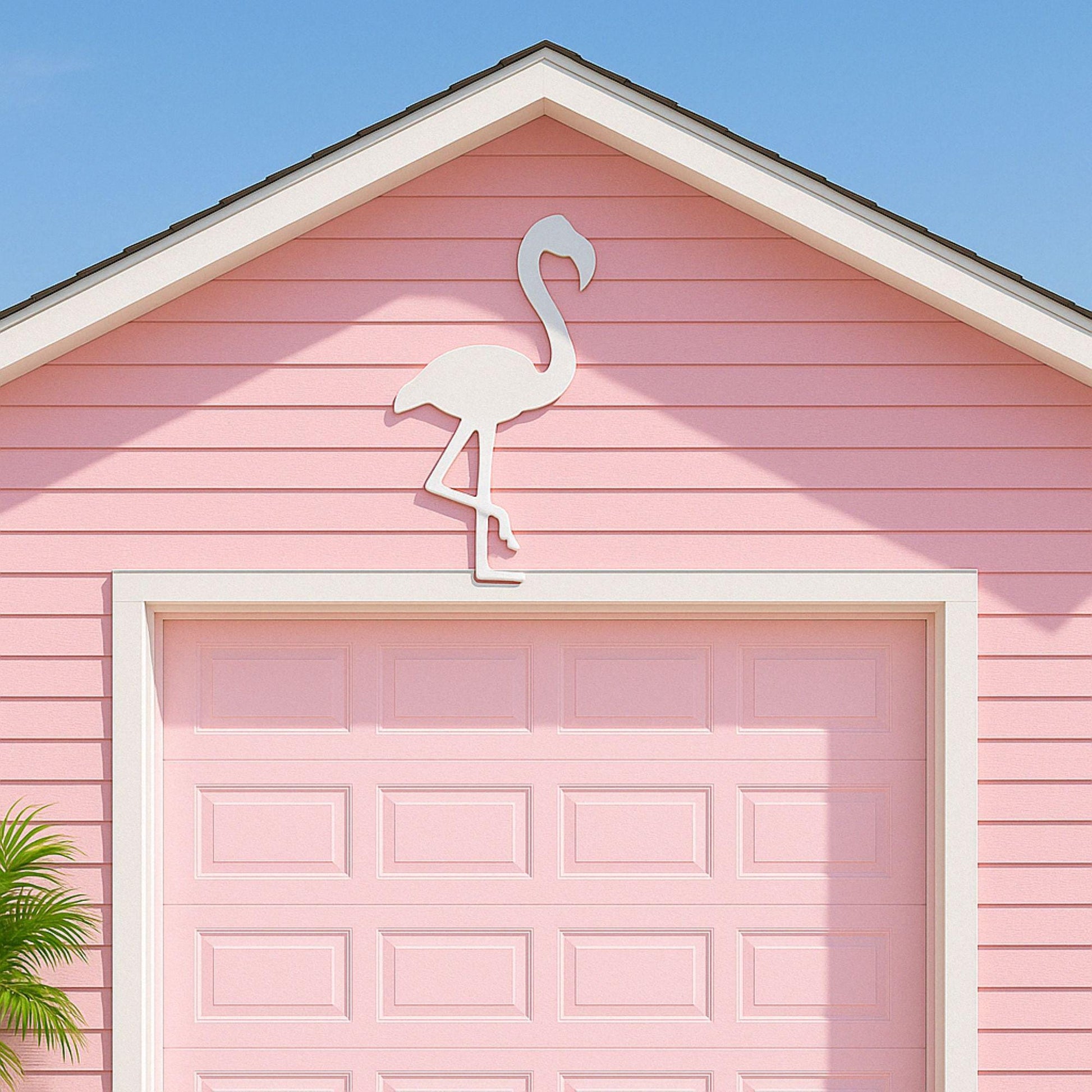 Coastal Flamingo Wall Decor, Outdoor PVC Flamingo Sign for Beach House, Tropical Pink Bird Porch or Gable Accent, Waterproof 
