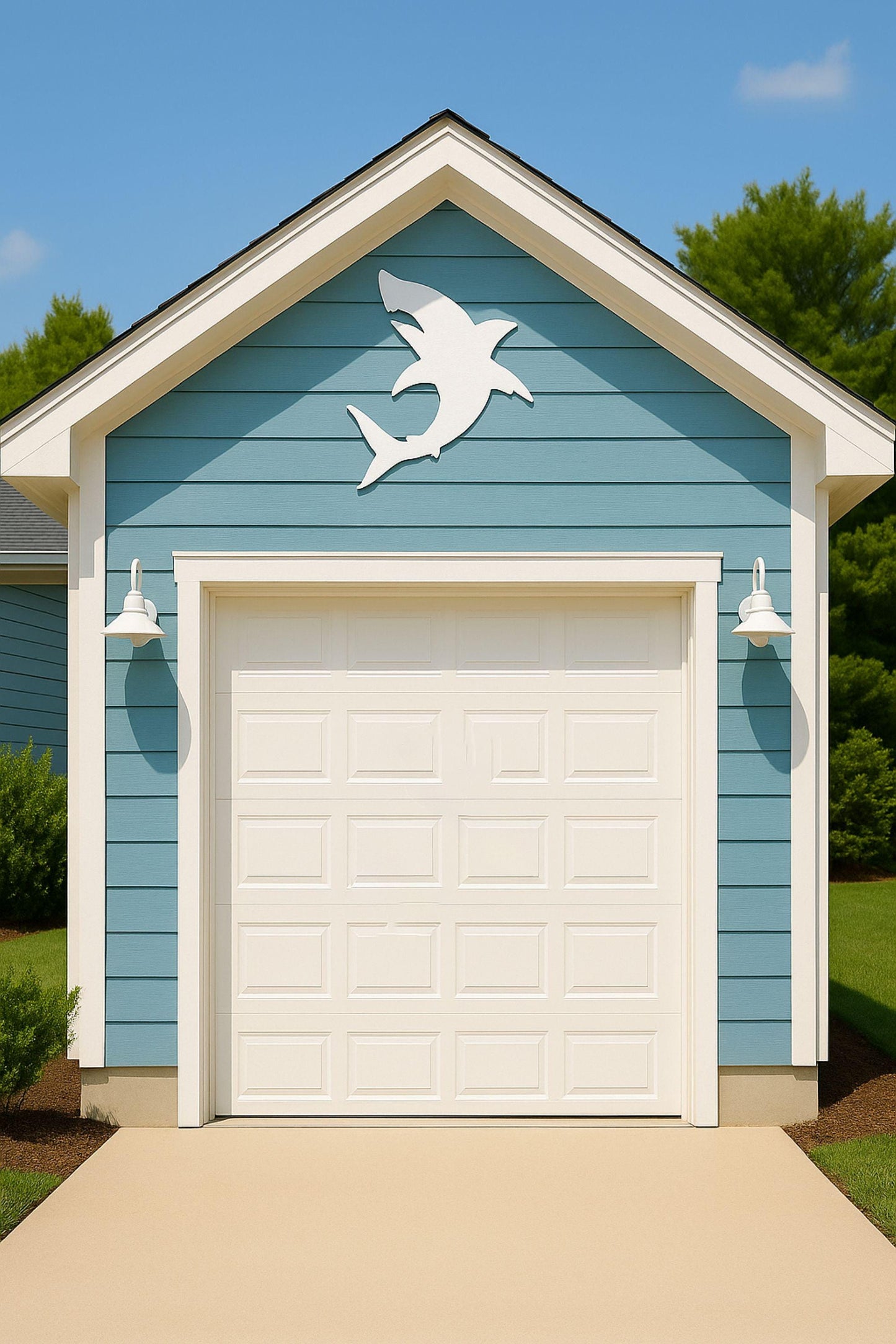 Large Shark Wall Sign, PVC Coastal Ocean Decor for Porch or Gable, Waterproof Beach House Accent, Outdoor Nautical Wall Art