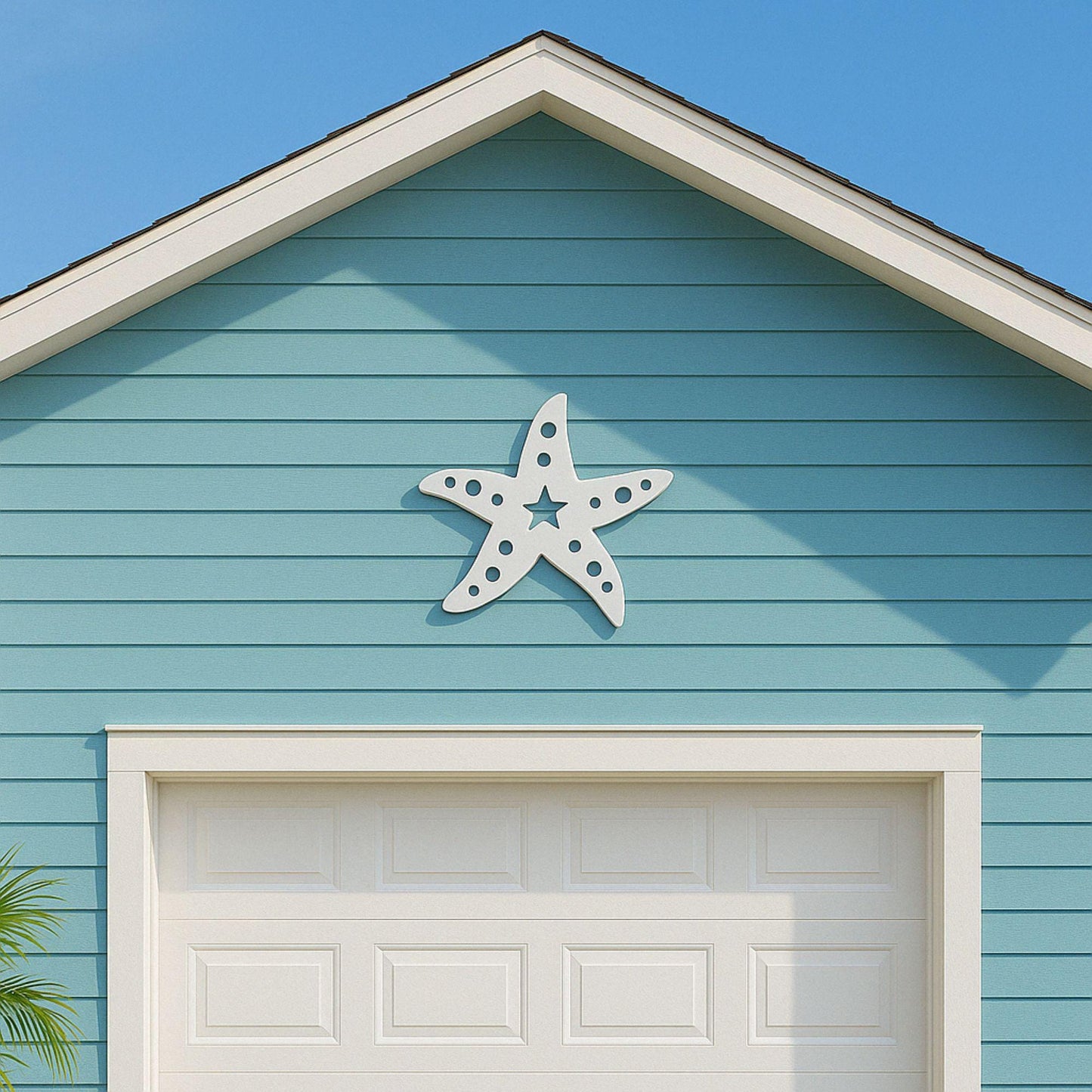 Coastal Starfish Wall Art, Outdoor PVC Gable Decor, Beach House Sign for Porch or Garage, Nautical Coastal Waterproof Accent