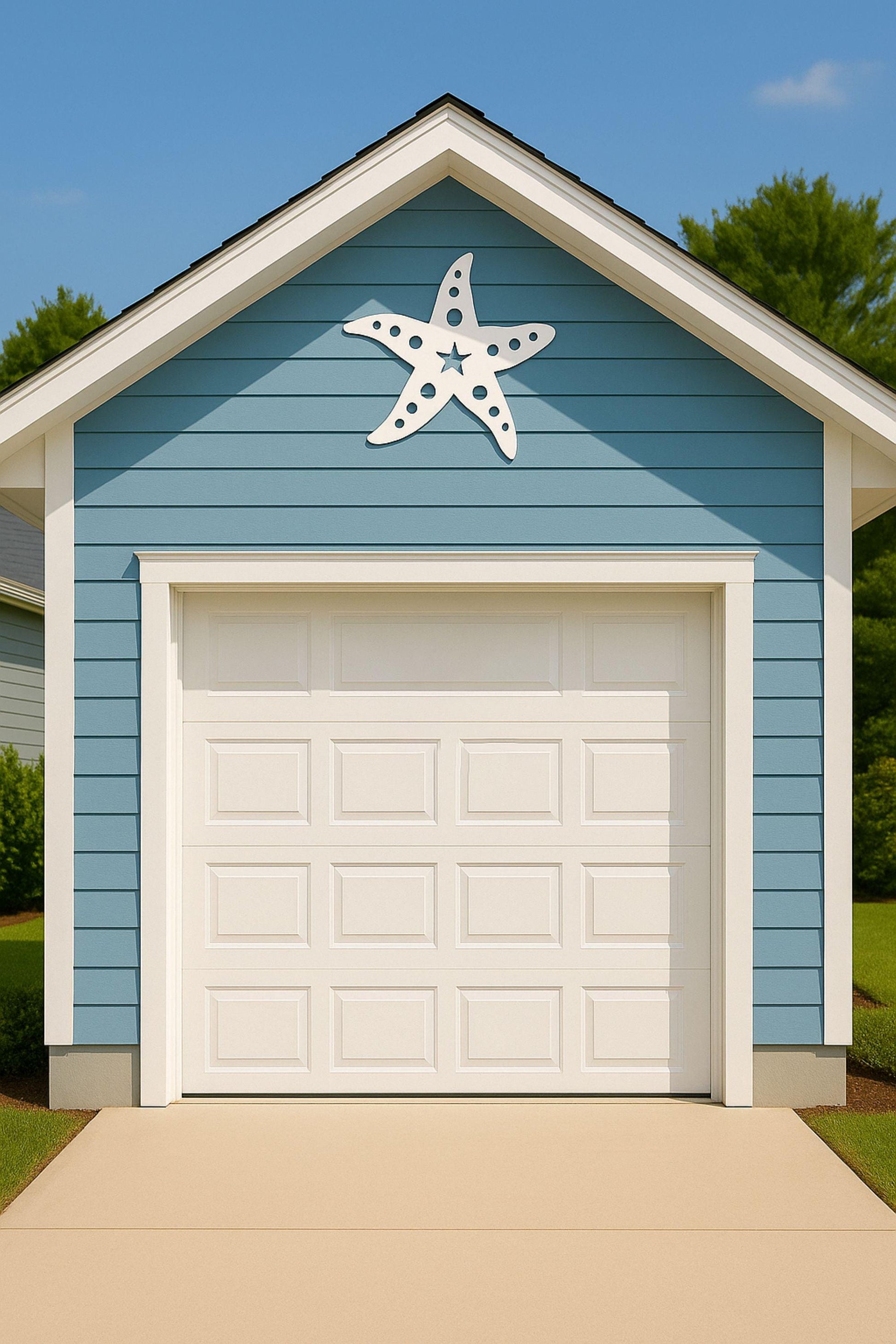 Coastal Starfish Wall Art, Outdoor PVC Gable Decor, Beach House Sign for Porch or Garage, Nautical Coastal Waterproof Accent
