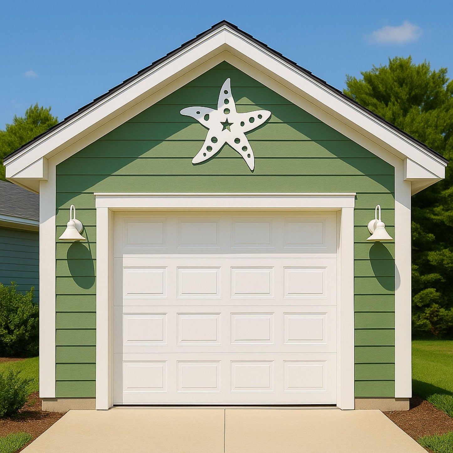 Coastal Starfish Wall Art, Outdoor PVC Gable Decor, Beach House Sign for Porch or Garage, Nautical Coastal Waterproof Accent