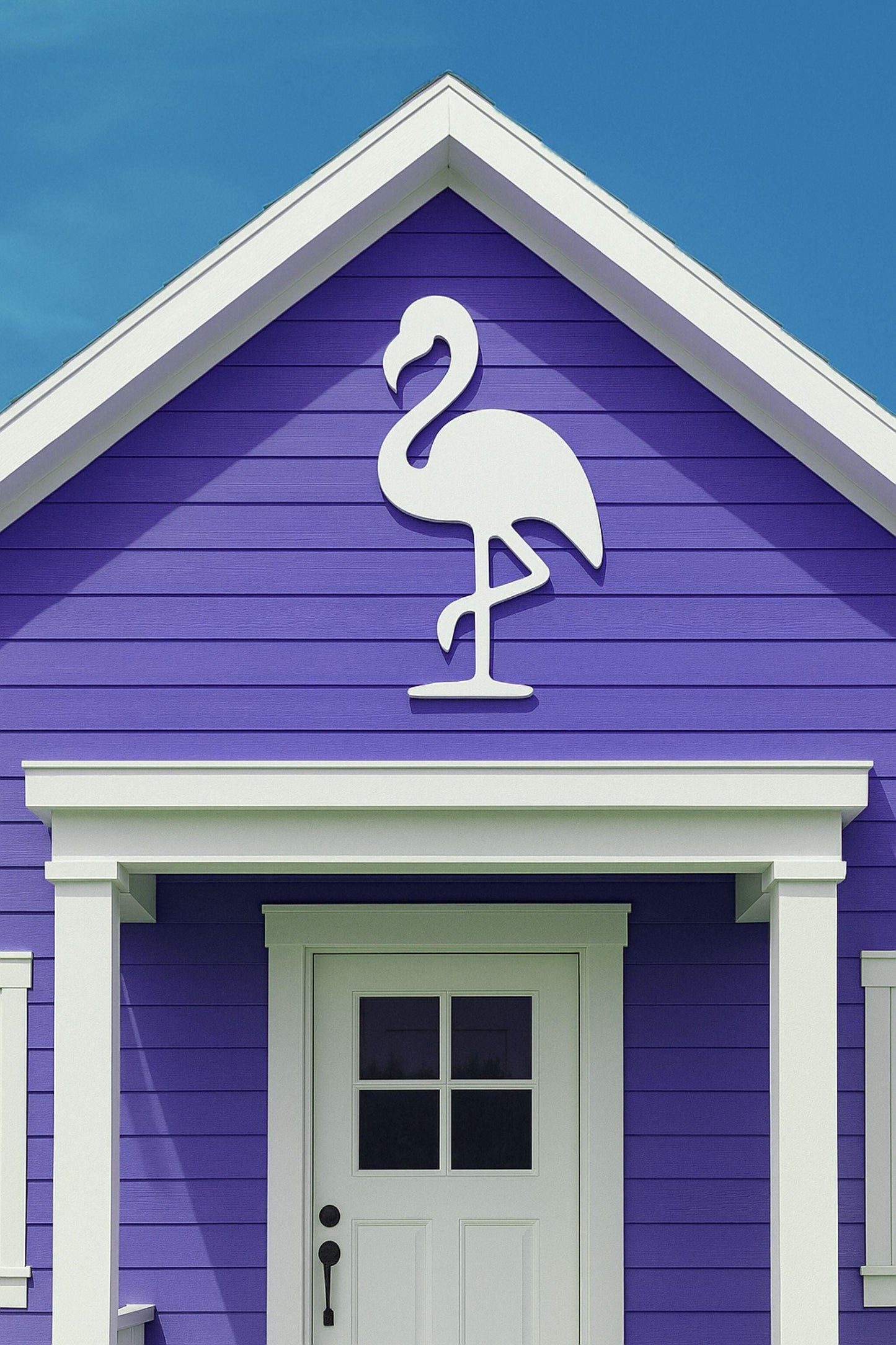 Large Flamingo Wall Art, Coastal Outdoor PVC Sign for Porch or Gable, Waterproof Tropical Beach House Decor, Pink Bird Yard A