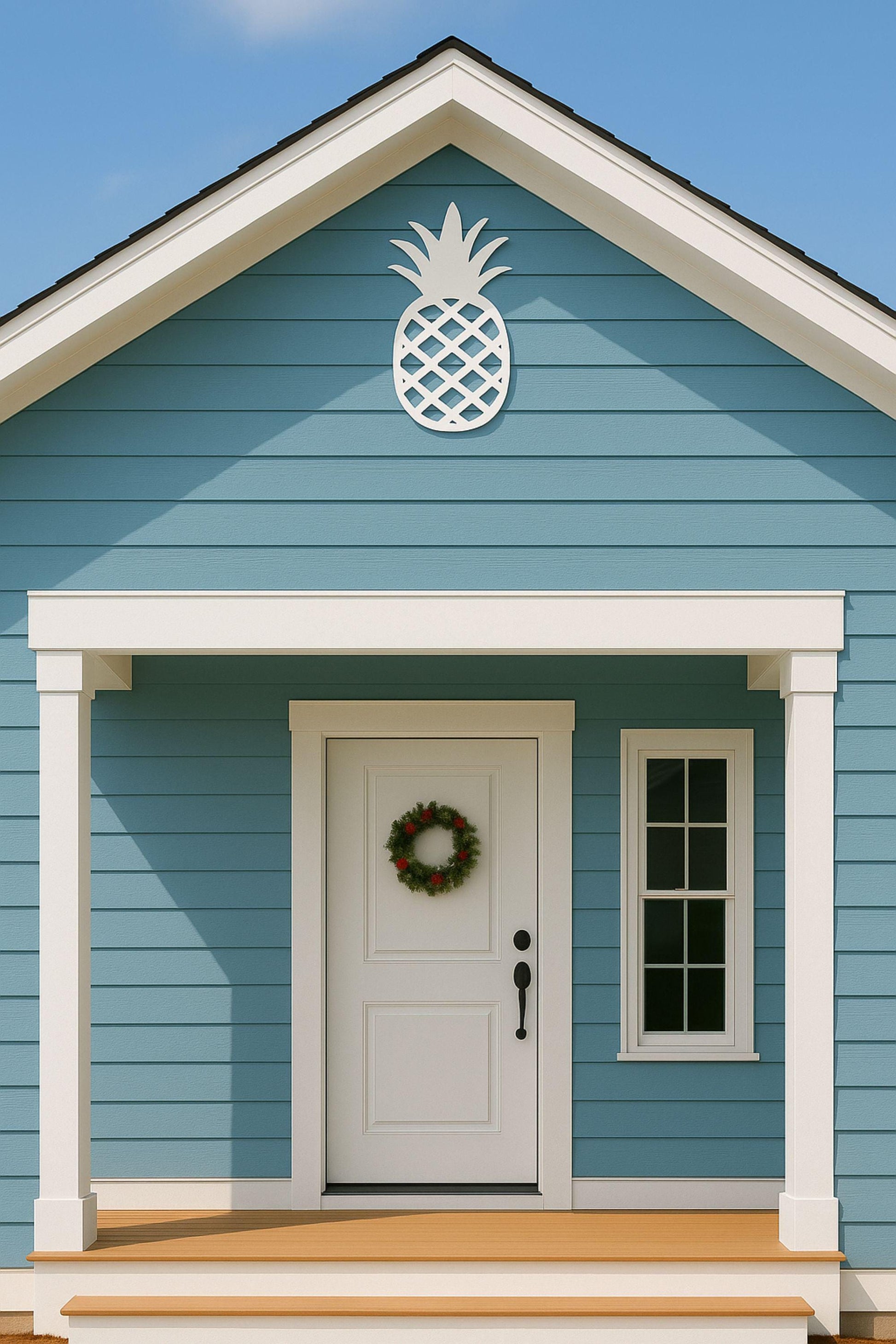 Pineapple Outdoor Wall Art, Tropical PVC Beach House Decor, Coastal Welcome Sign for Porch, Gable, or Entryway