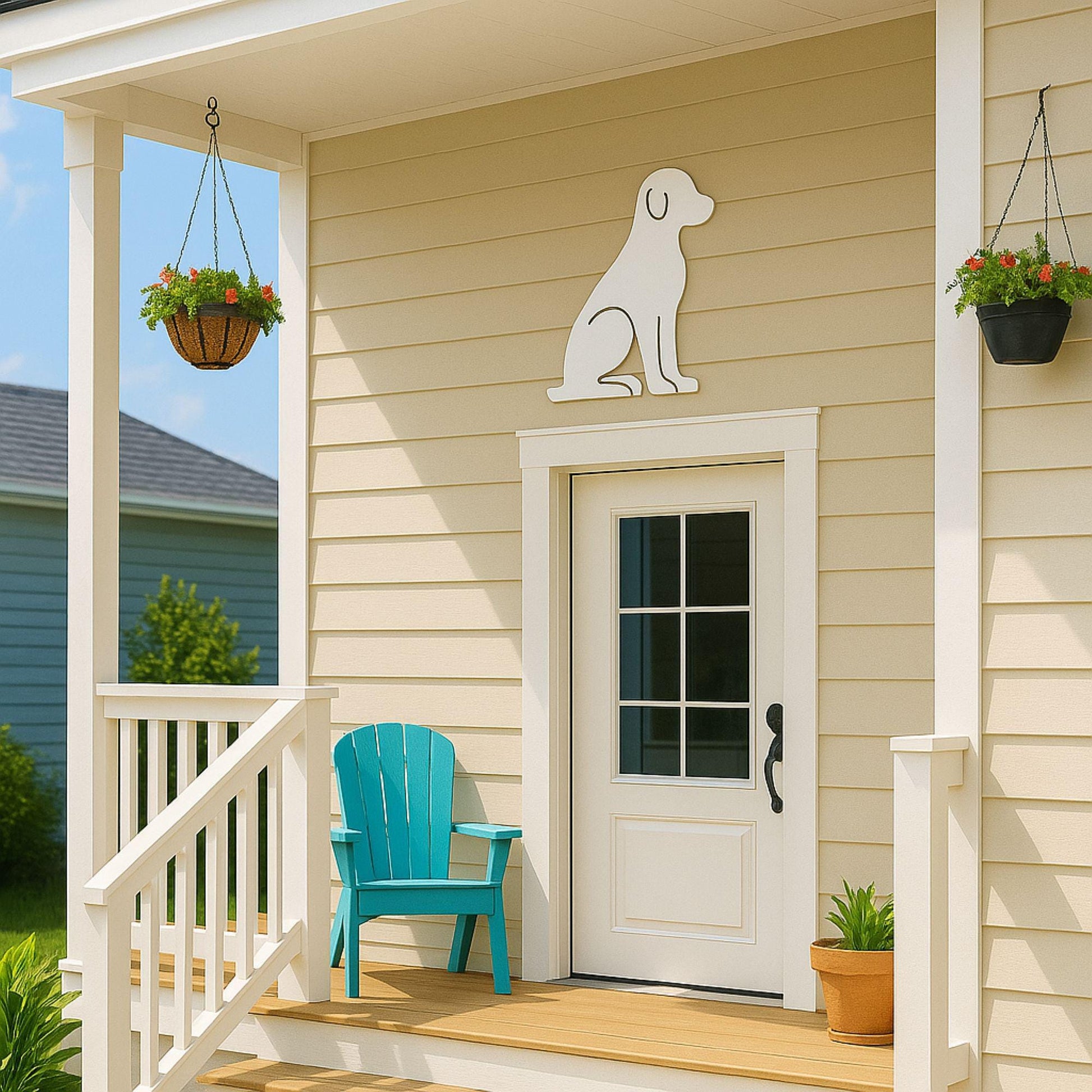 Large Dog Wall Art, Outdoor PVC Dog Sign for Porch or Gable, Waterproof Pet Decor, Weatherproof Garage Wall Accent