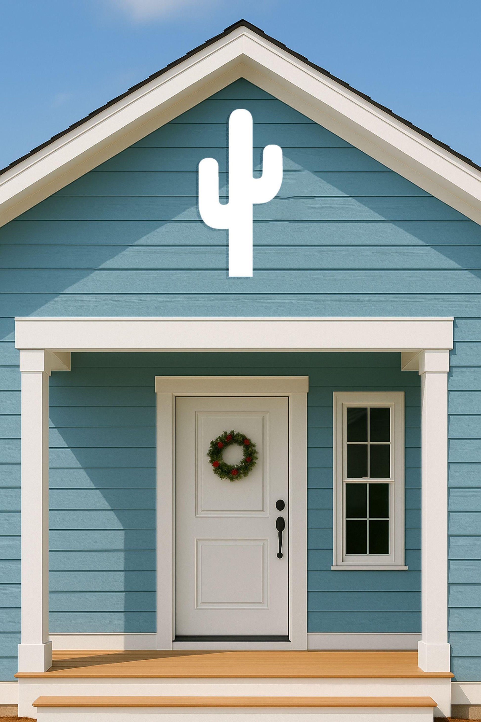 Large Cactus Wall Art, Outdoor PVC Sign for Garage or Gable, Weatherproof Desert Decor, Southwestern Porch Decoration