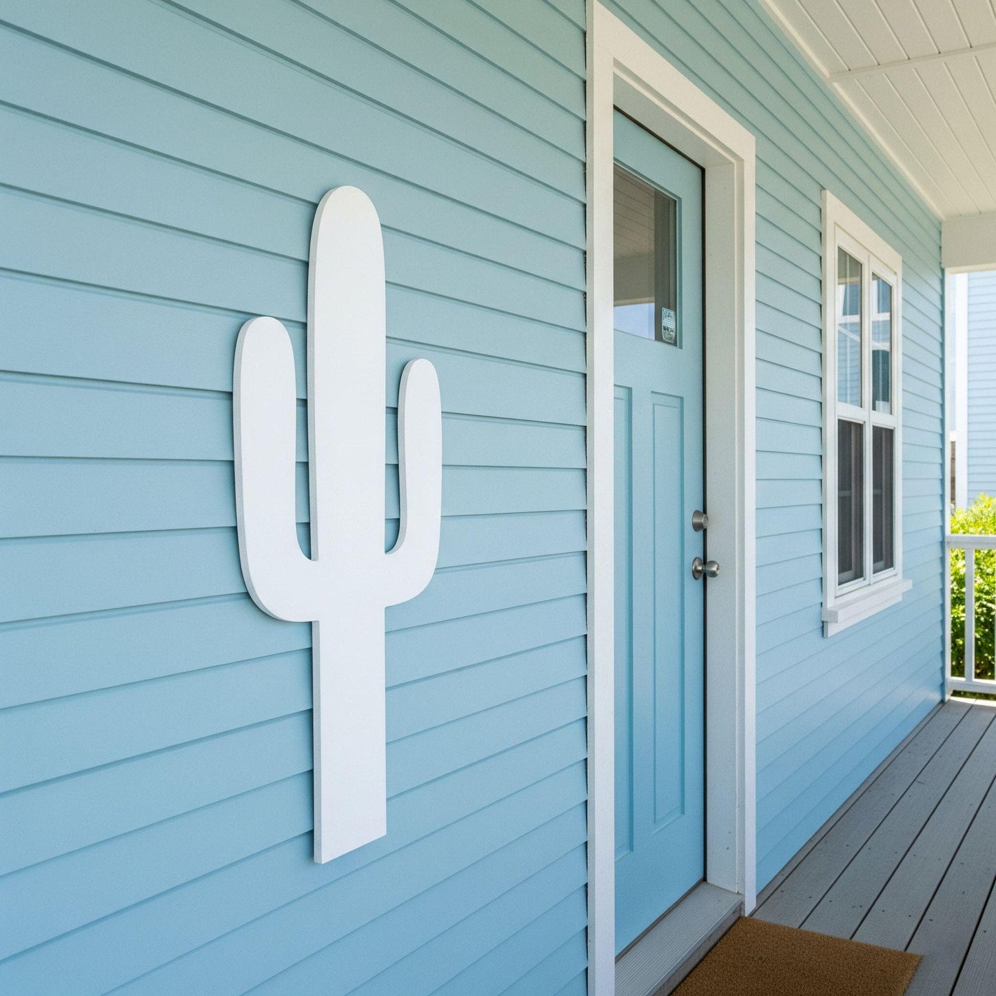 Large Cactus Wall Art, Outdoor PVC Sign for Garage or Gable, Weatherproof Desert Decor, Southwestern Porch Decoration