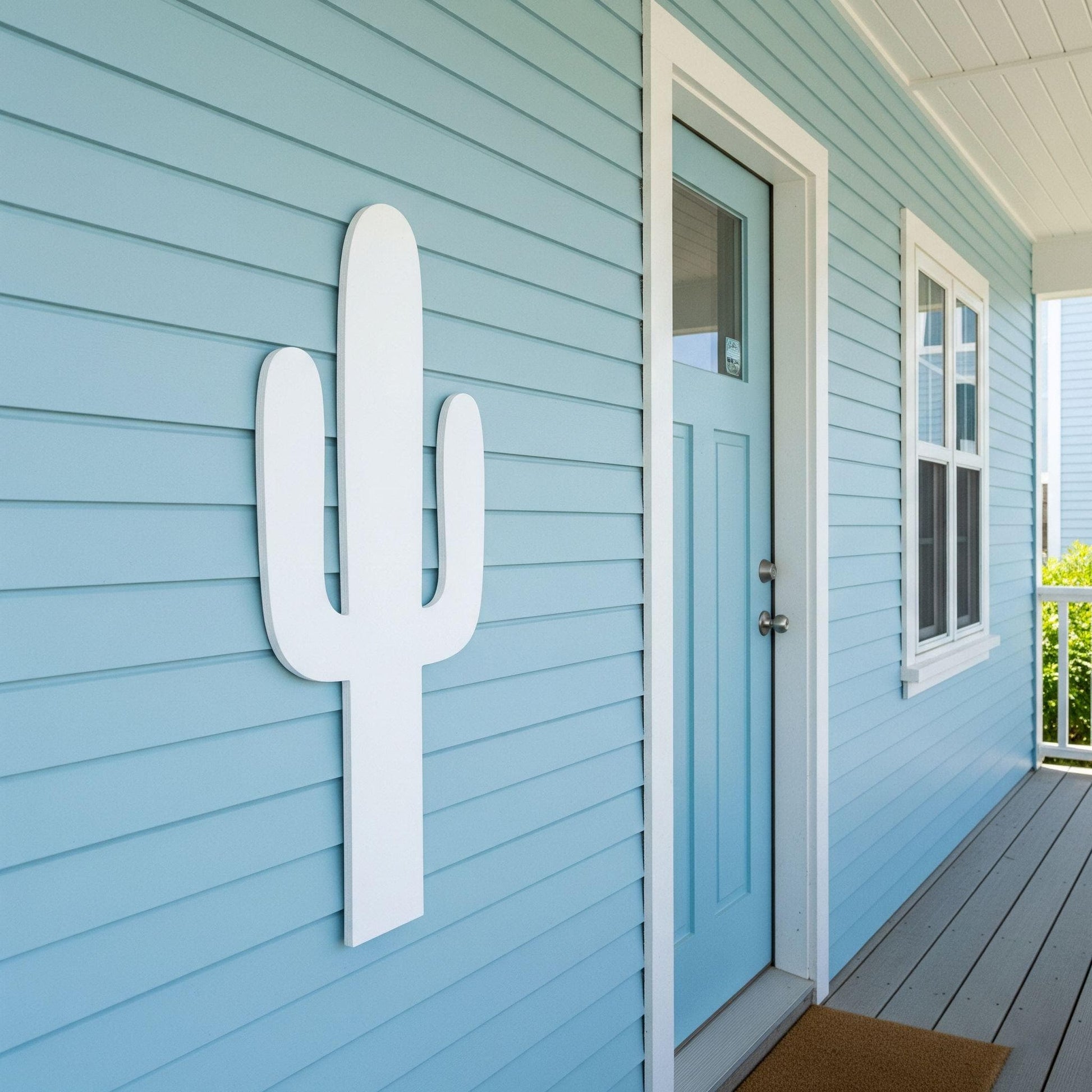 Large Cactus Wall Art, Outdoor PVC Sign for Garage or Gable, Weatherproof Desert Decor, Southwestern Porch Decoration