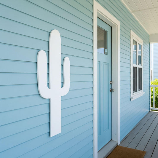Large Cactus Wall Art, Outdoor PVC Sign for Garage or Gable, Weatherproof Desert Decor, Southwestern Porch Decoration