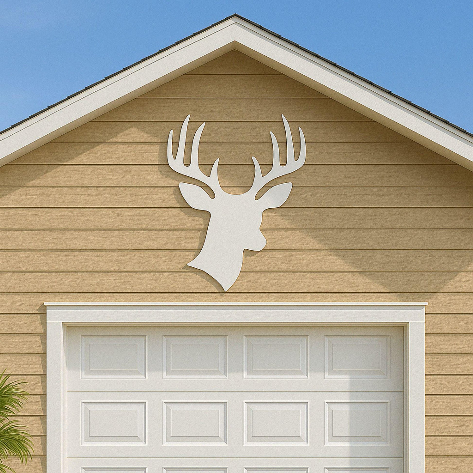 Deer Head Wall Art, Large Rustic Outdoor PVC Sign, Weatherproof Cabin or Lodge Decor, Antler Garage or Porch Sign