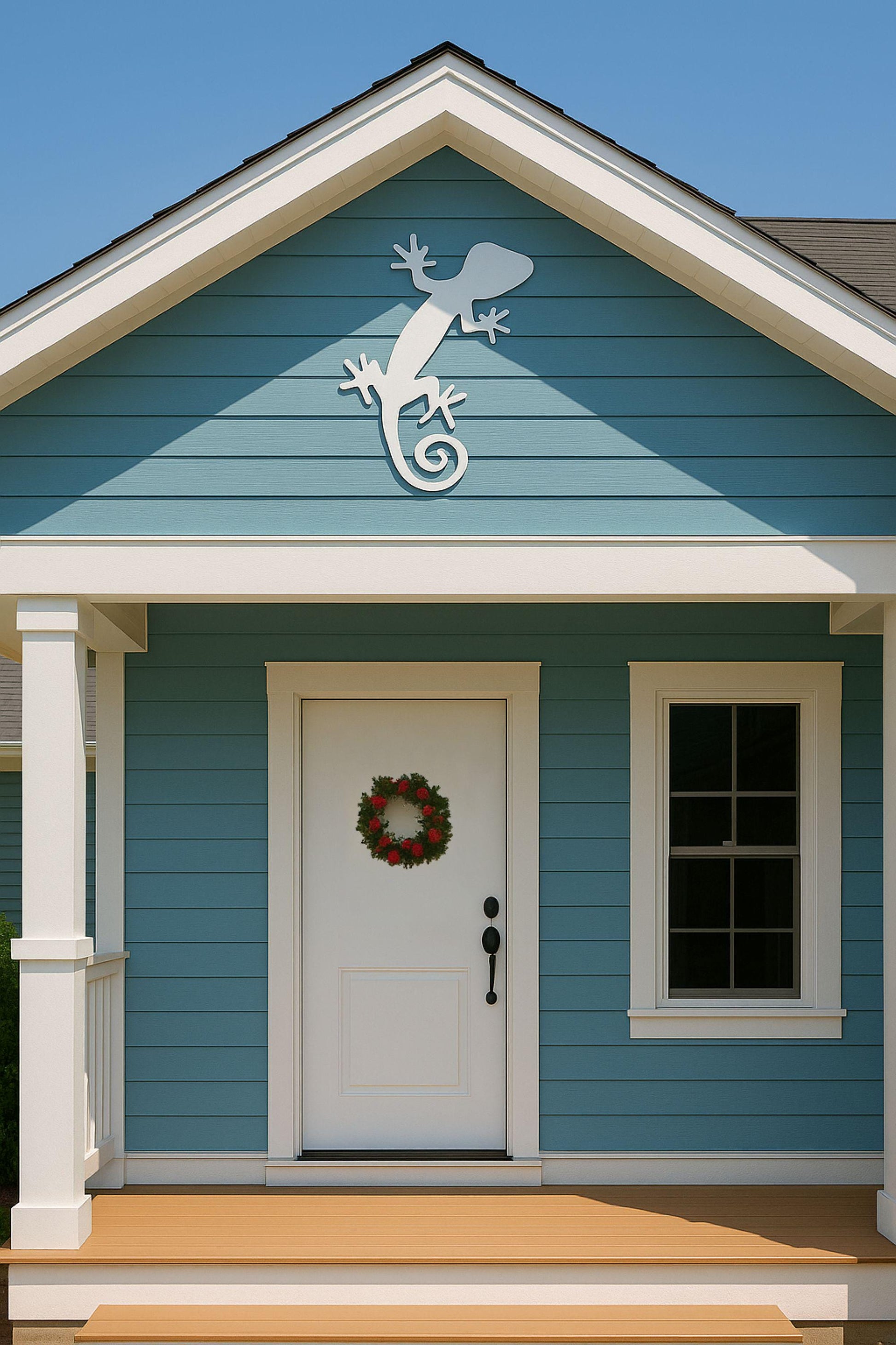 Gecko Wall Decor, Outdoor PVC Lizard Sign for Gable or Porch, Tropical Reptile Art, Coastal House Exterior Weatherproof Accen