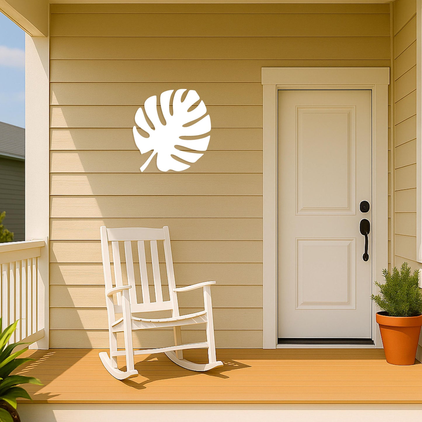 Monstera Leaf Wall Art, Tropical Outdoor PVC Sign for Garage or Gable, Waterproof Jungle Decor, Porch or House Exterior Decor
