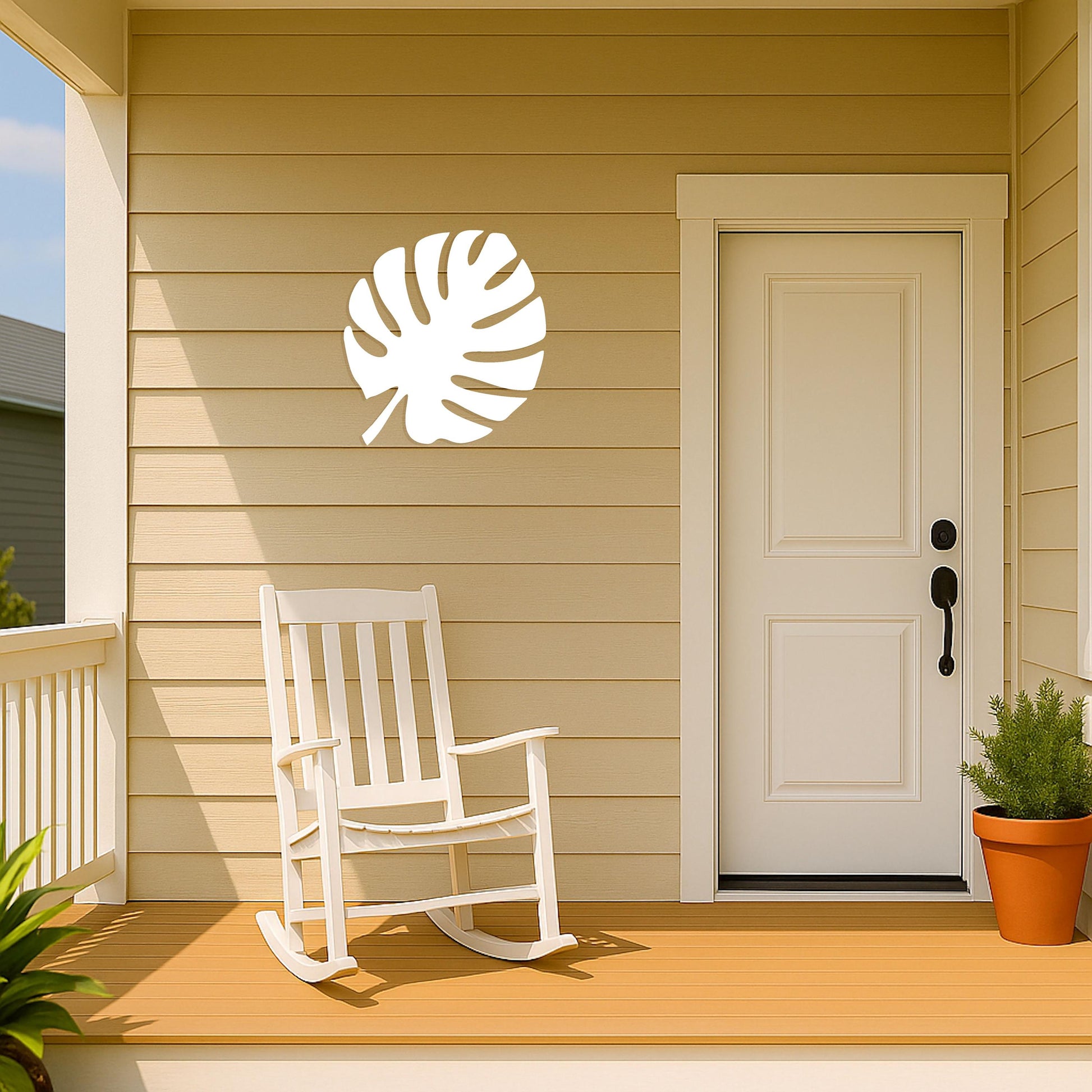 Monstera Leaf Wall Art, Tropical Outdoor PVC Sign for Garage or Gable, Waterproof Jungle Decor, Porch or House Exterior Decor