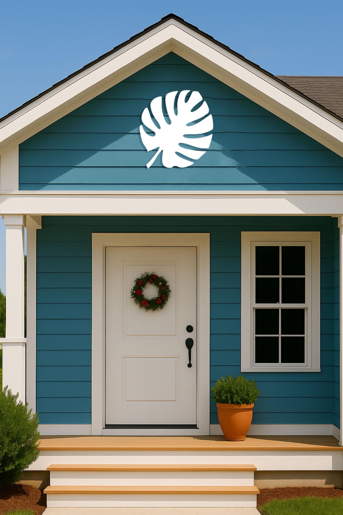 Monstera Leaf Wall Art, Tropical Outdoor PVC Sign for Garage or Gable, Waterproof Jungle Decor, Porch or House Exterior Decor
