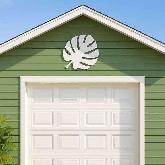 Monstera Leaf Wall Art, Tropical Outdoor PVC Sign for Garage or Gable, Waterproof Jungle Decor, Porch or House Exterior Decor