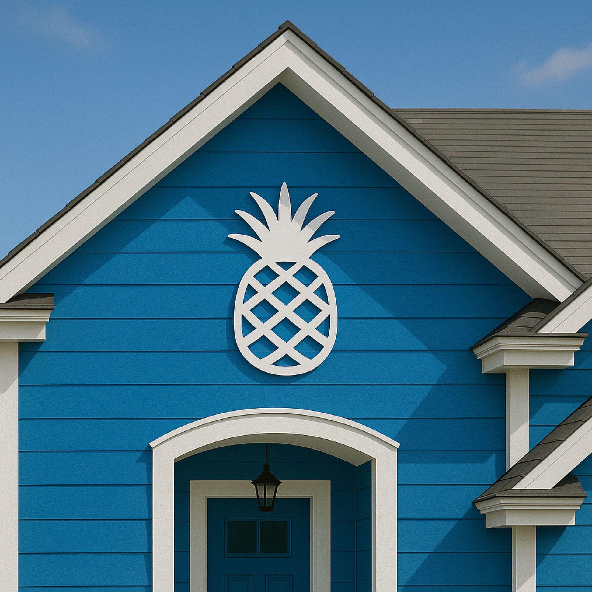 Pineapple Outdoor Wall Art, Tropical PVC Beach House Decor, Coastal Welcome Sign for Porch, Gable, or Entryway