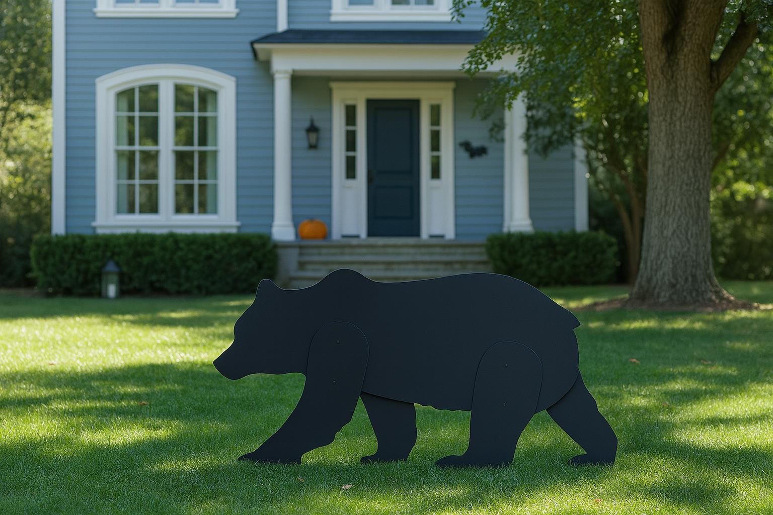 Black Bear Yard Display, Life-Size Outdoor Garden Sculpture Set, PVC Wildlife Decor for Lawn or Cabin, Weatherproof Yard Art