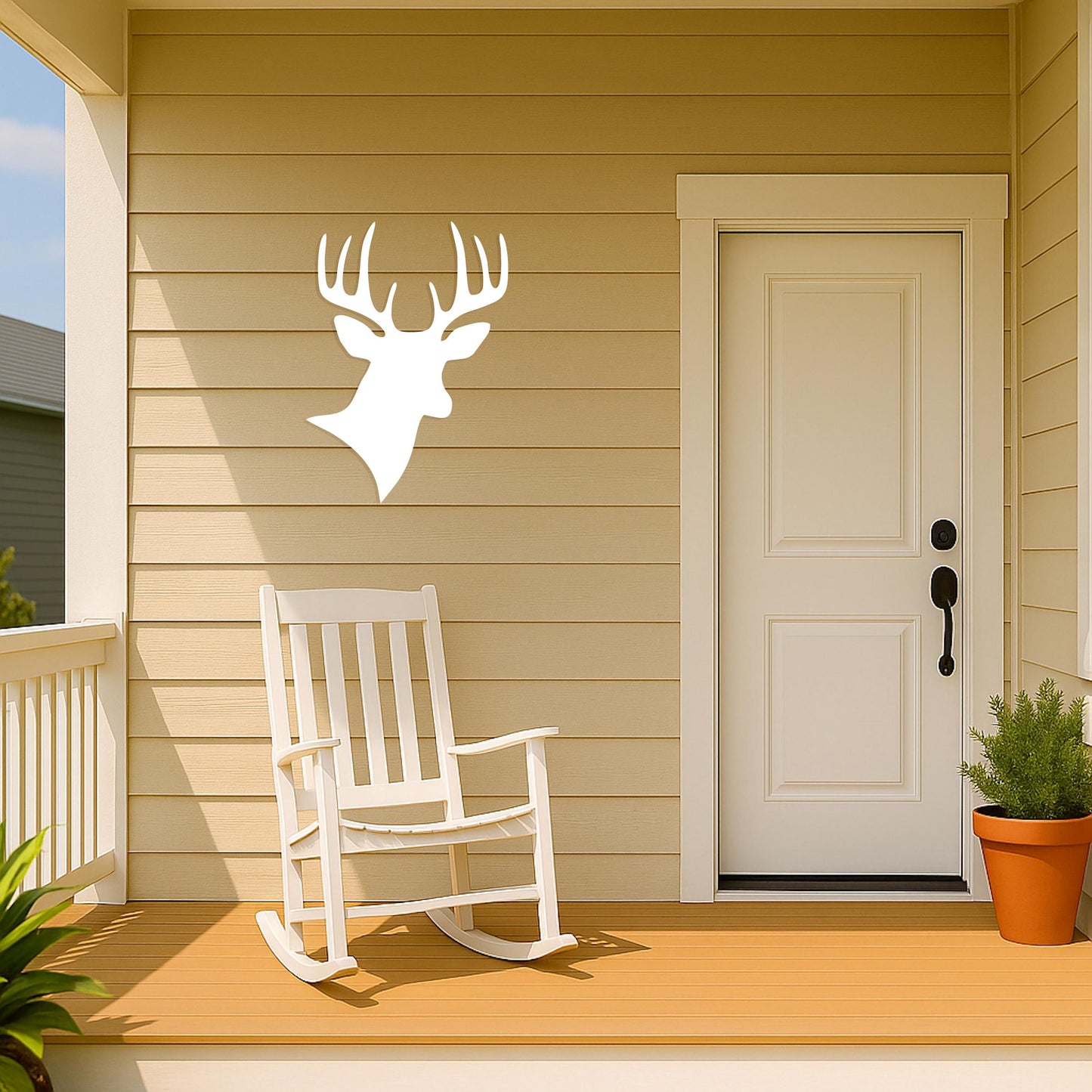 Deer Head Wall Art, Large Rustic Outdoor PVC Sign, Weatherproof Cabin or Lodge Decor, Antler Garage or Porch Sign