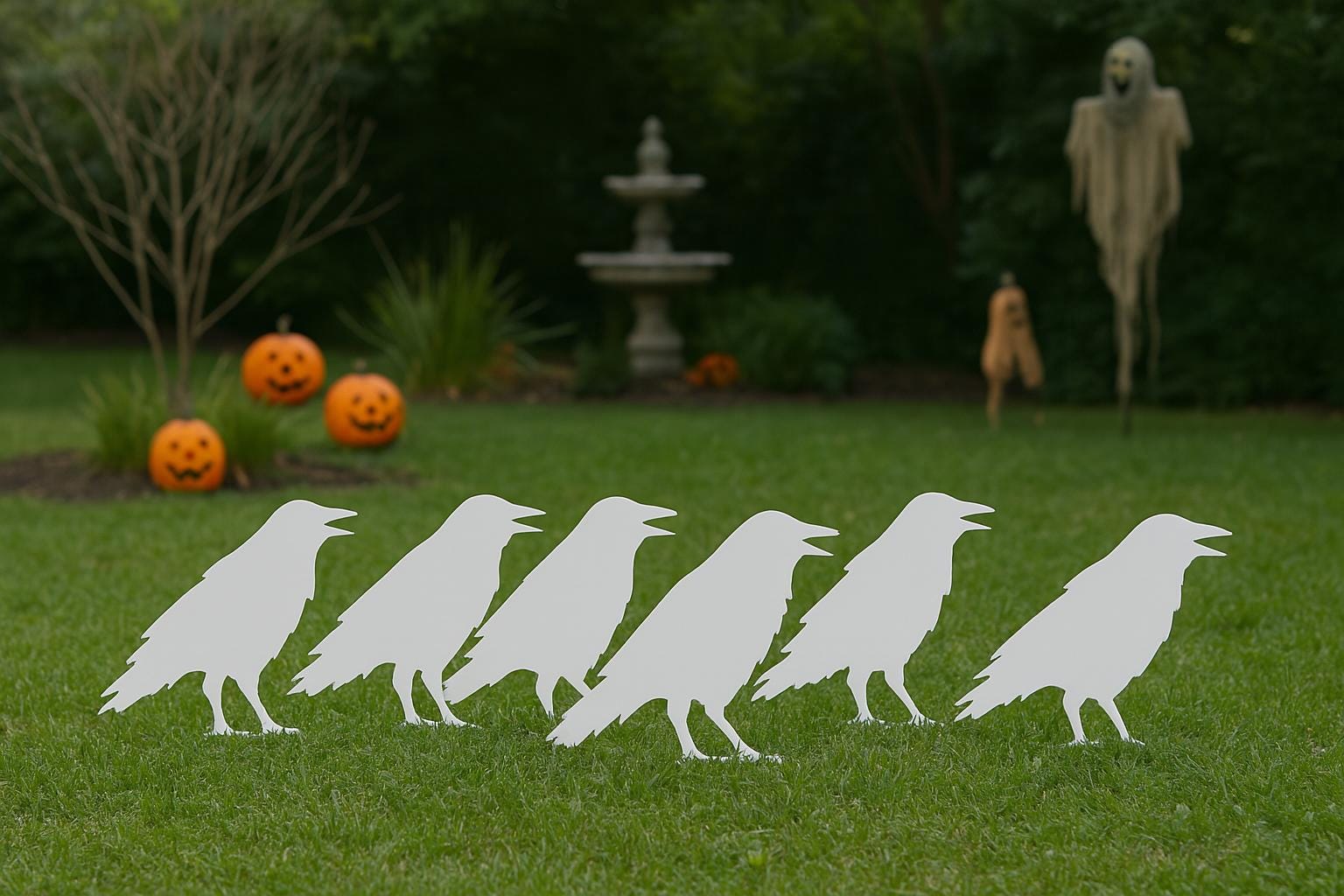 6 PCS Raven Halloween Yard Decor, Spooky PVC Crow Outdoor Display, Scary Gothic Bird Art for Lawn, Yard or Garden