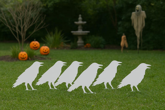 6 PCS Raven Halloween Yard Decor, Spooky PVC Crow Outdoor Display, Scary Gothic Bird Art for Lawn, Yard or Garden