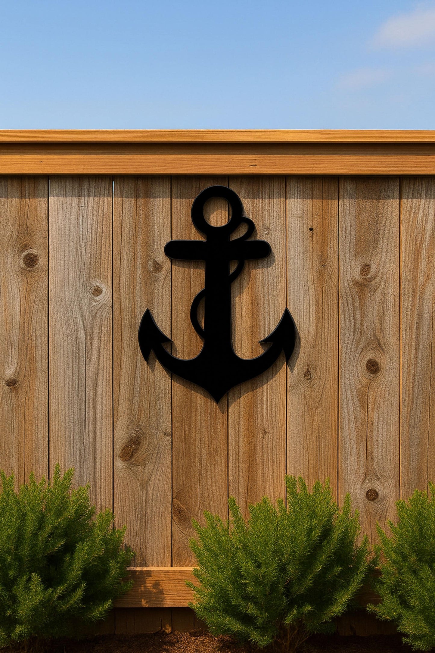 Black Anchor Wall Decor, Nautical Wall Art, Coastal Beach House Decor, Large PVC Anchor Sign for Porch Fence Patio