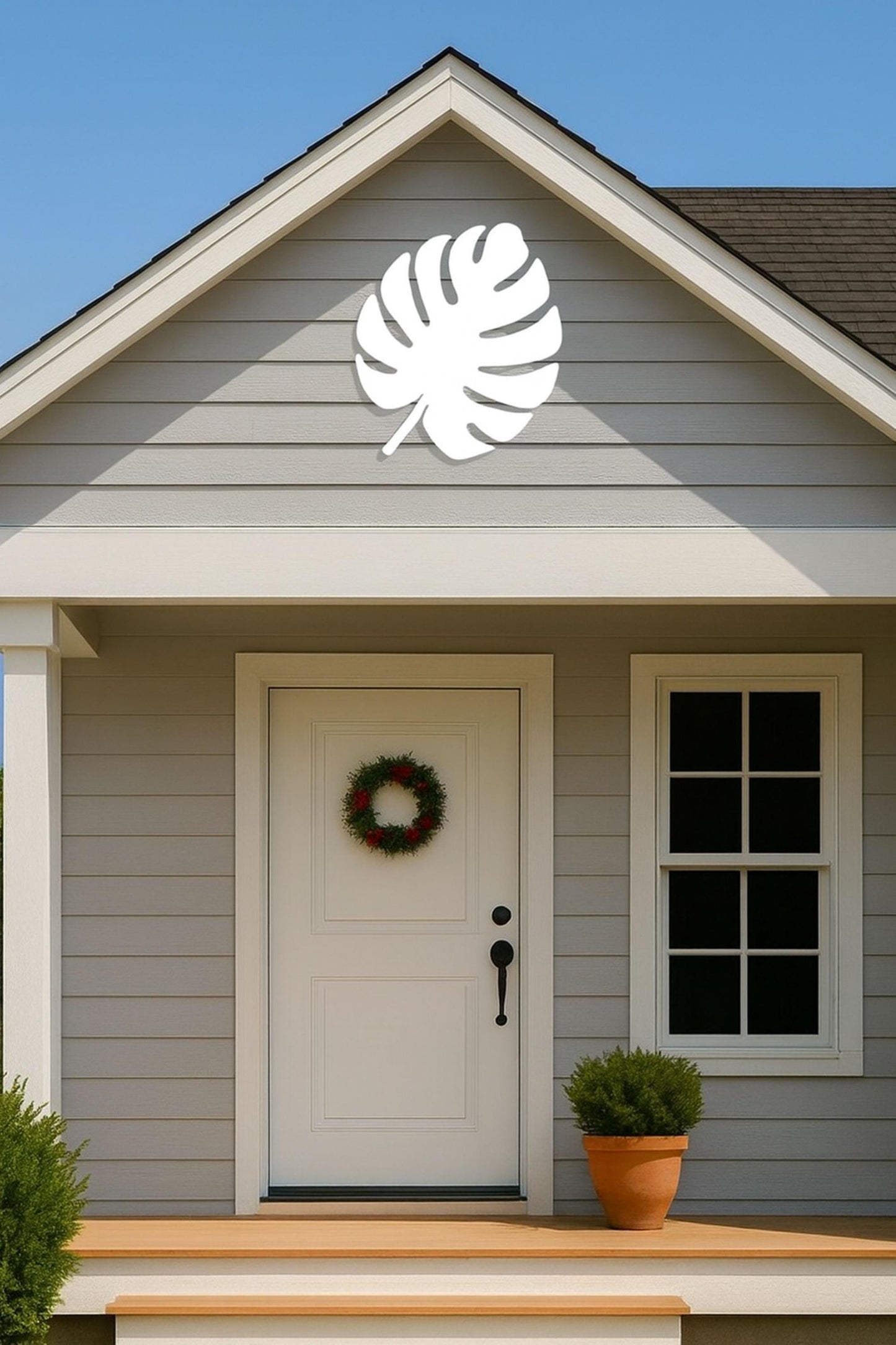 Monstera Leaf Wall Art, Large Tropical PVC Outdoor Sign for Porch or Gable, Weatherproof Botanical Decor for House or Garden