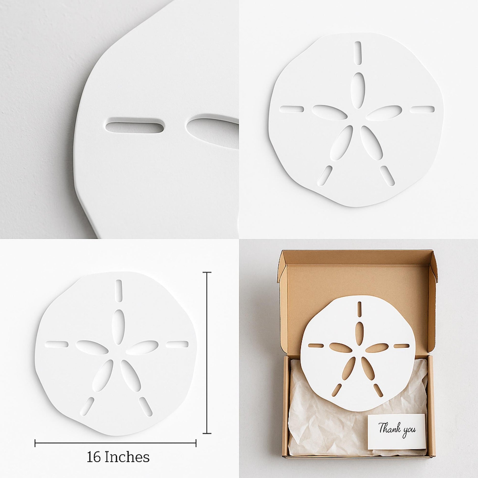 Sand Dollar Wall Art, Coastal Wall Decor for Beach House, White PVC Outdoor Nautical Sign, Weatherproof Porch & Gable Accent