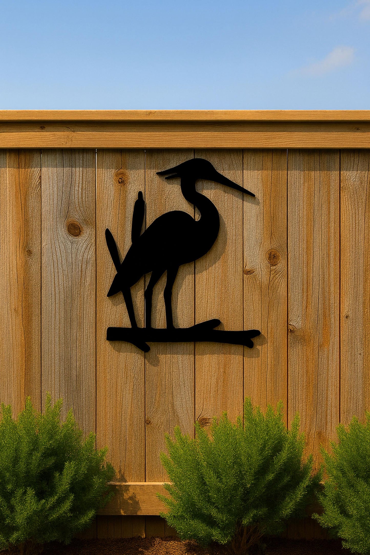 Large Heron Wall Art, Weatherproof PVC Bird Sign for Porch or Fence, Coastal Wildlife Yard Decor, House Exterior Decoration