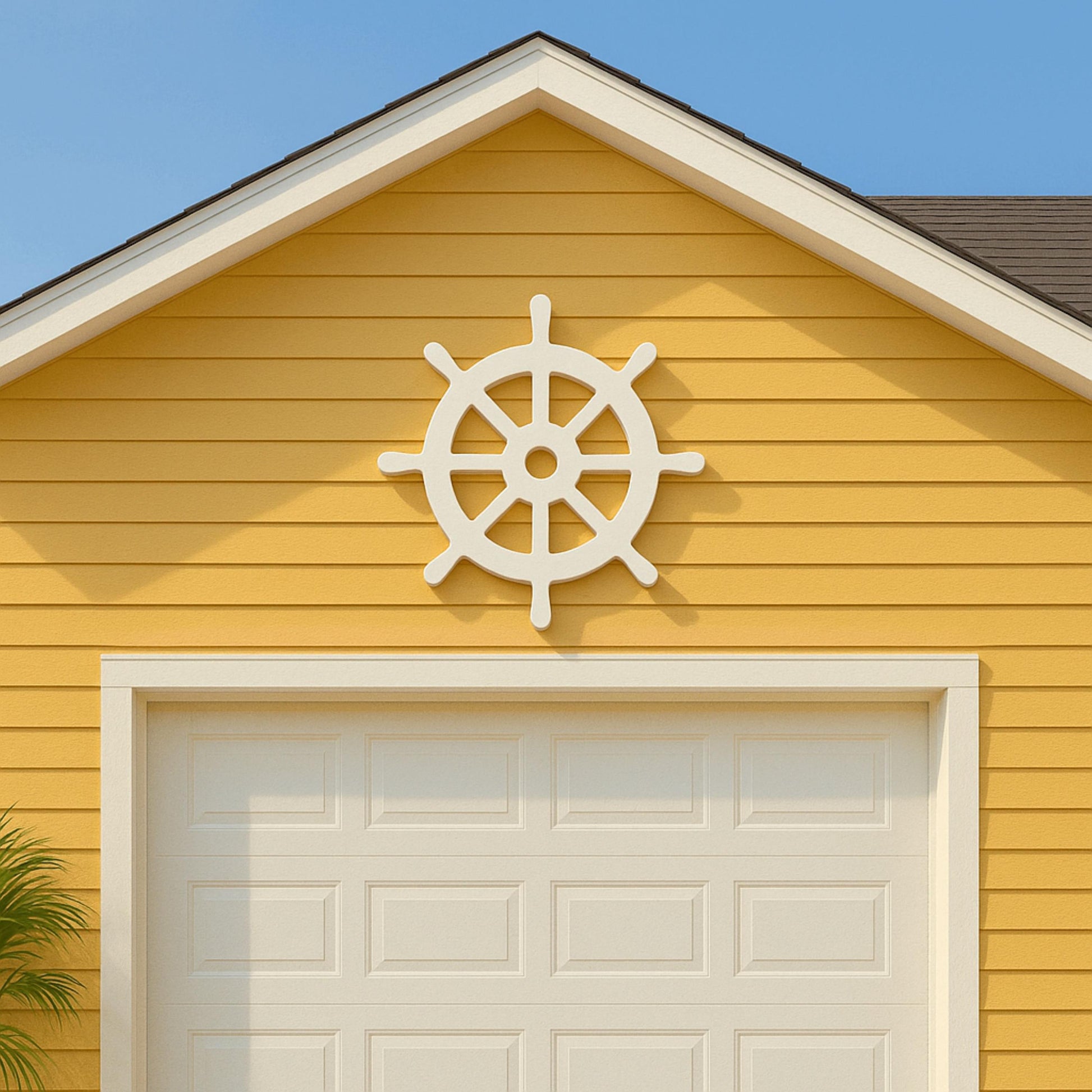 Large Ship Wheel Wall Decor, Outdoor PVC Nautical Sign for Gable or Porch, Coastal Beach House Wall Art, Weatherproof Helm Ac