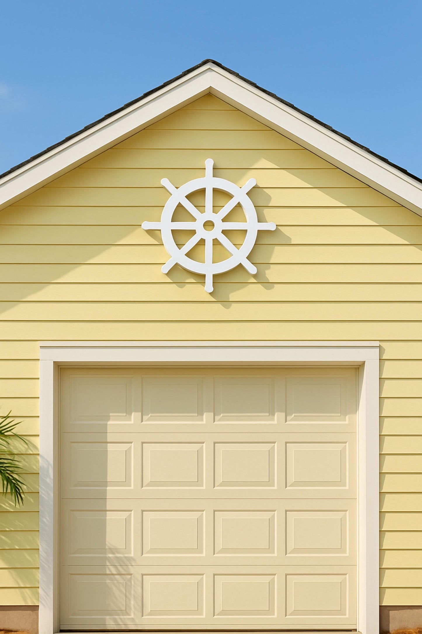 Large Ship Wheel Wall Decor, Outdoor PVC Nautical Sign for Gable or Porch, Coastal Beach House Wall Art, Weatherproof Helm Ac