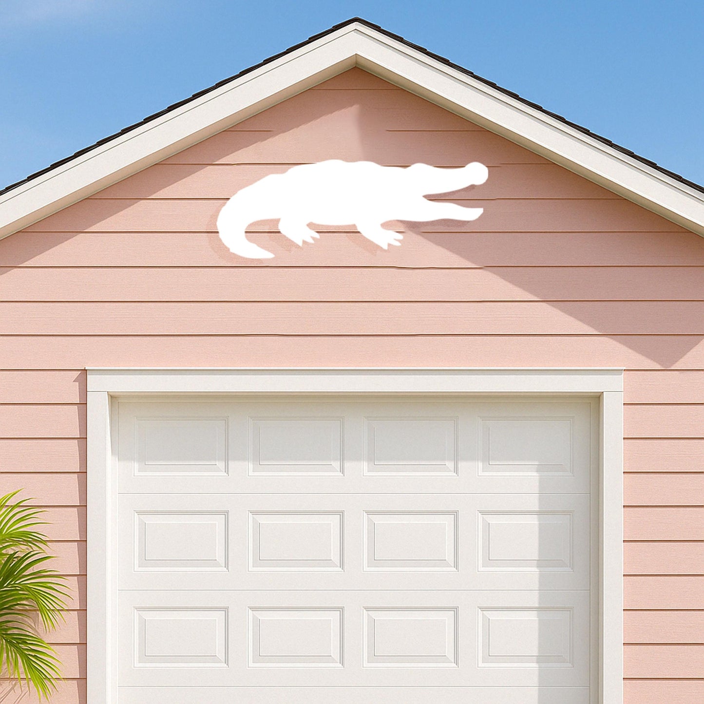 Alligator Wall Decor for Garage Gable, Outdoor PVC Gator Silhouette, Coastal & Southern Exterior Home Accent