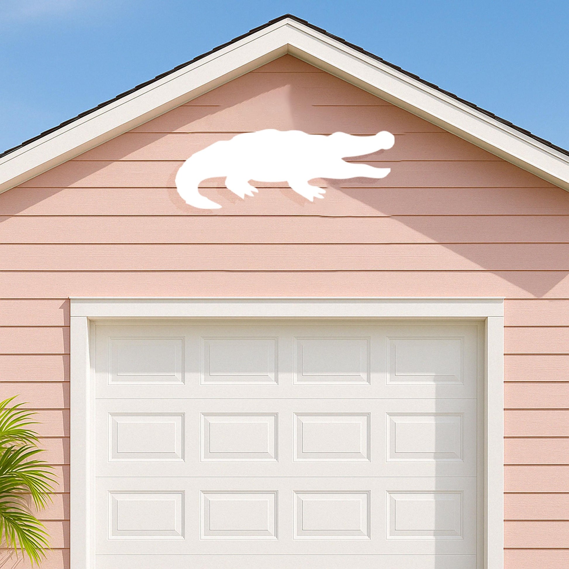 Alligator Wall Decor for Garage Gable, Outdoor PVC Gator Silhouette, Coastal & Southern Exterior Home Accent