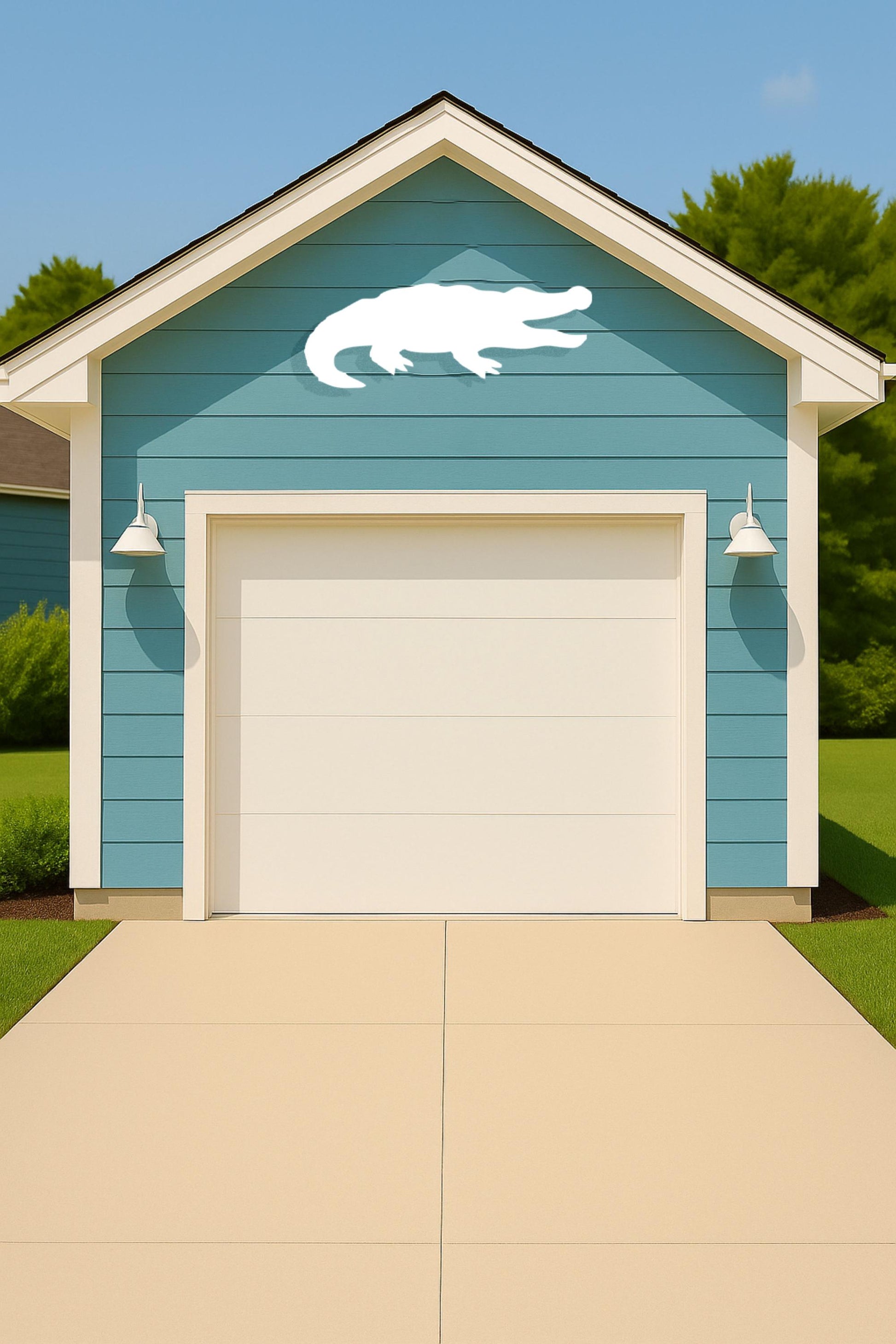 Alligator Wall Decor for Garage Gable, Outdoor PVC Gator Silhouette, Coastal & Southern Exterior Home Accent